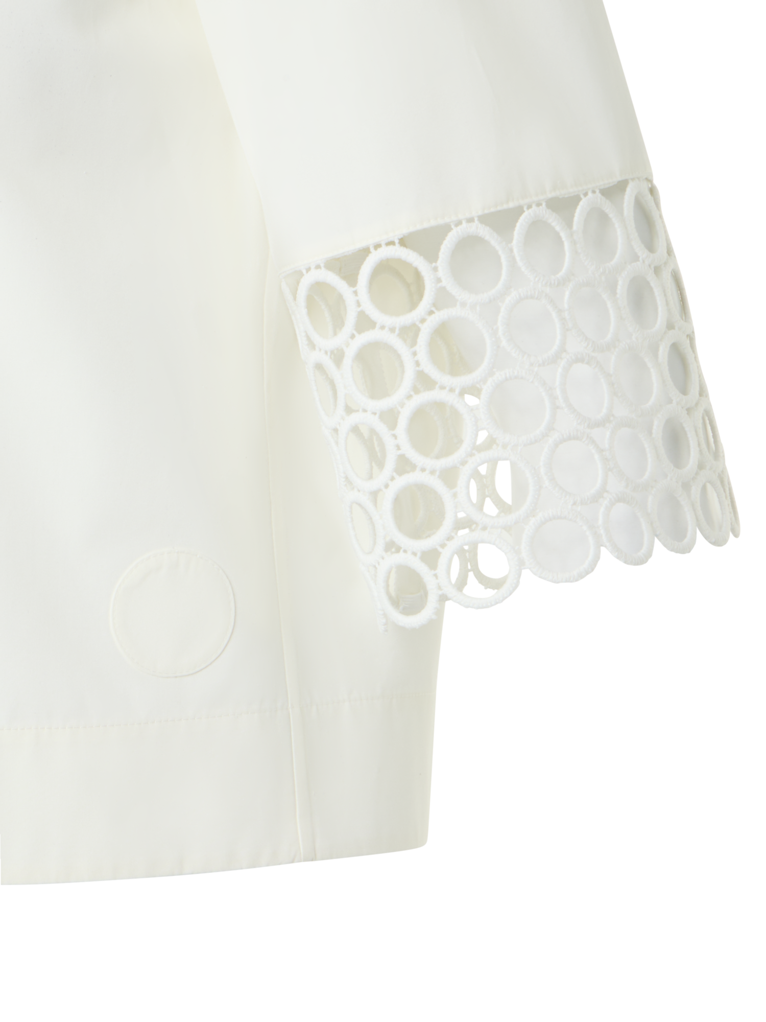 Designer Cotton Boxy Blouse with Eyelet Guipure - white