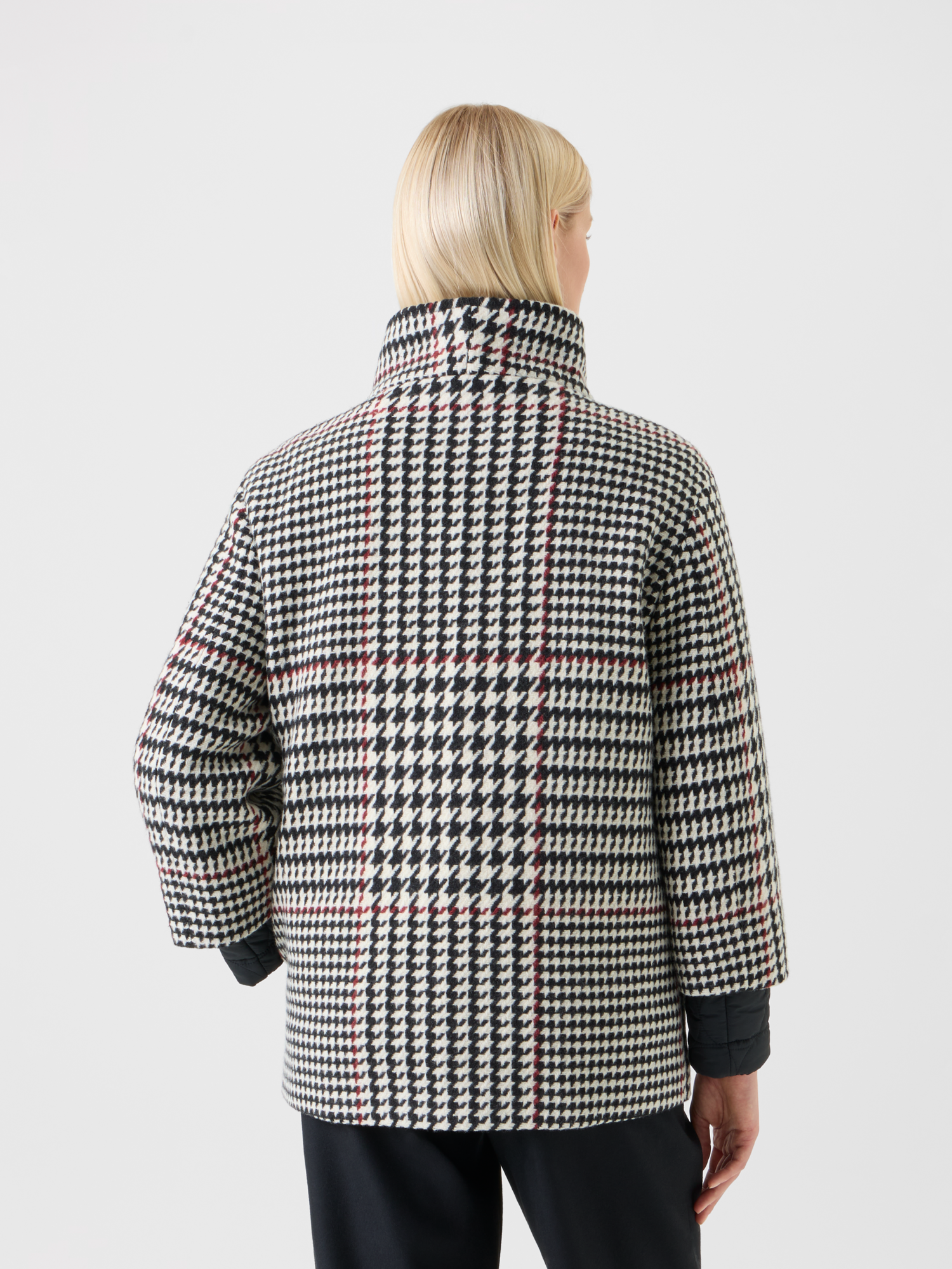 Designer Two-in-One Glencheck Car Coat with Liner - black - multicolor 