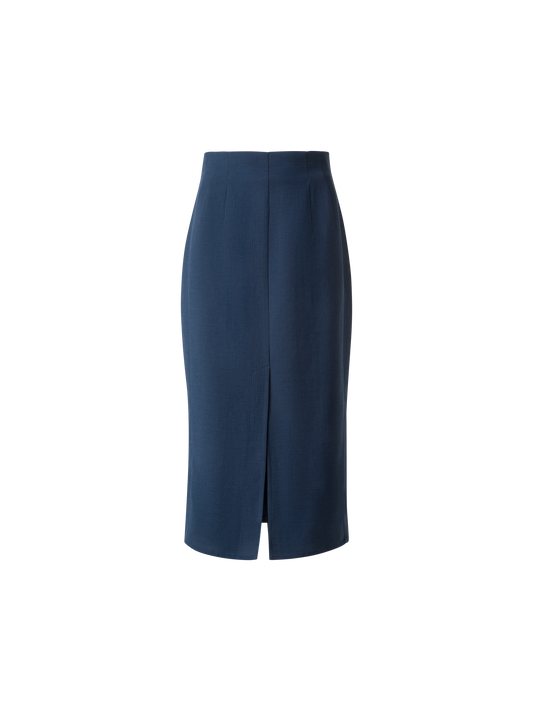 Designer Pencil Skirt in Cotton Silk Double-Face - blue