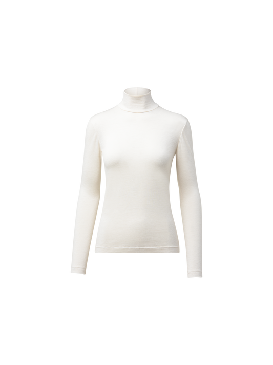 Designer Turtleneck Shirt from Cashmere Silk - ecru - white