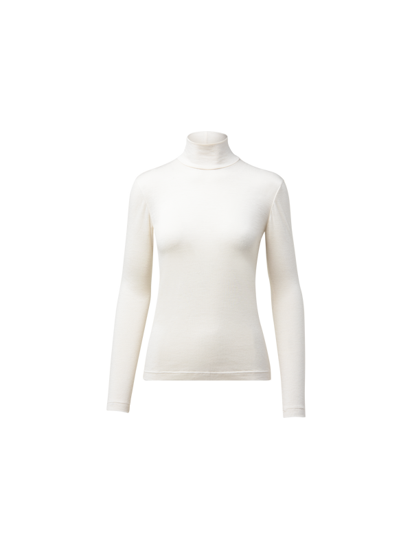 Designer Turtleneck Shirt from Cashmere Silk - ecru - white