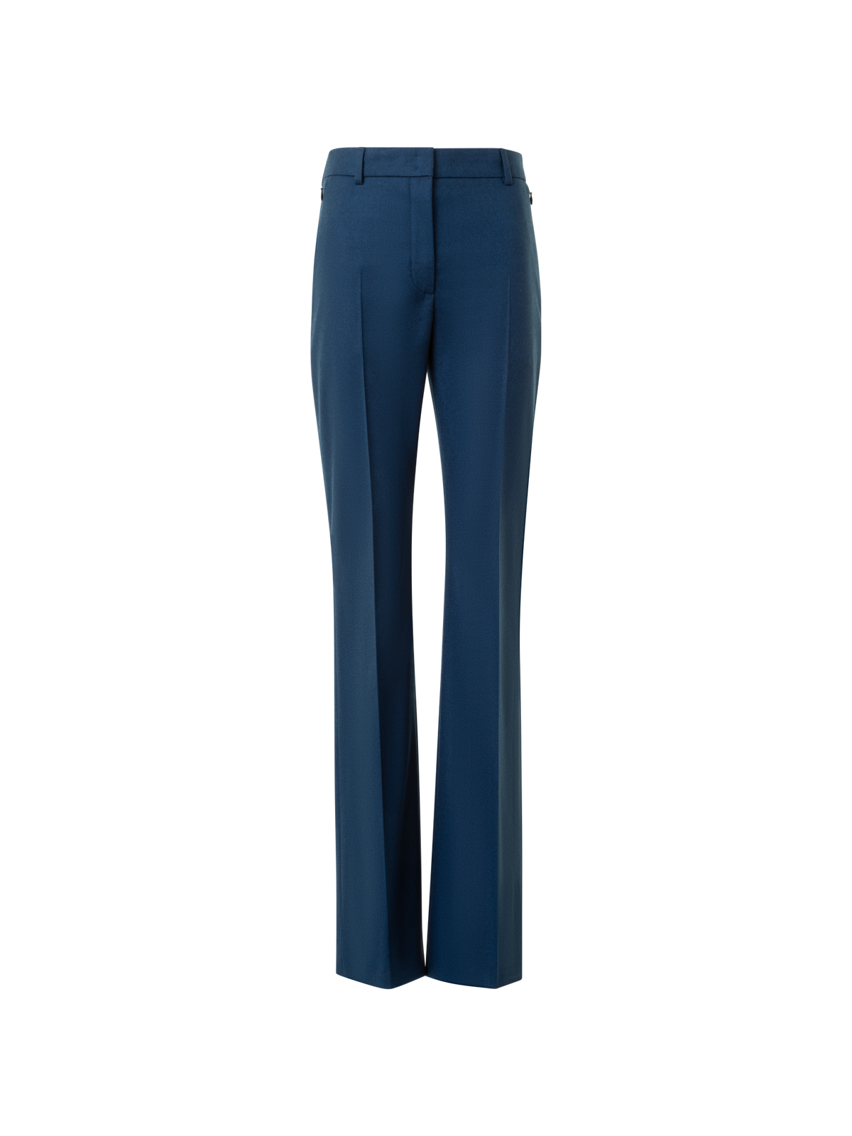 Designer Slight Bootcut Stretch Wool Flannel Pants - neutral - navy - blue