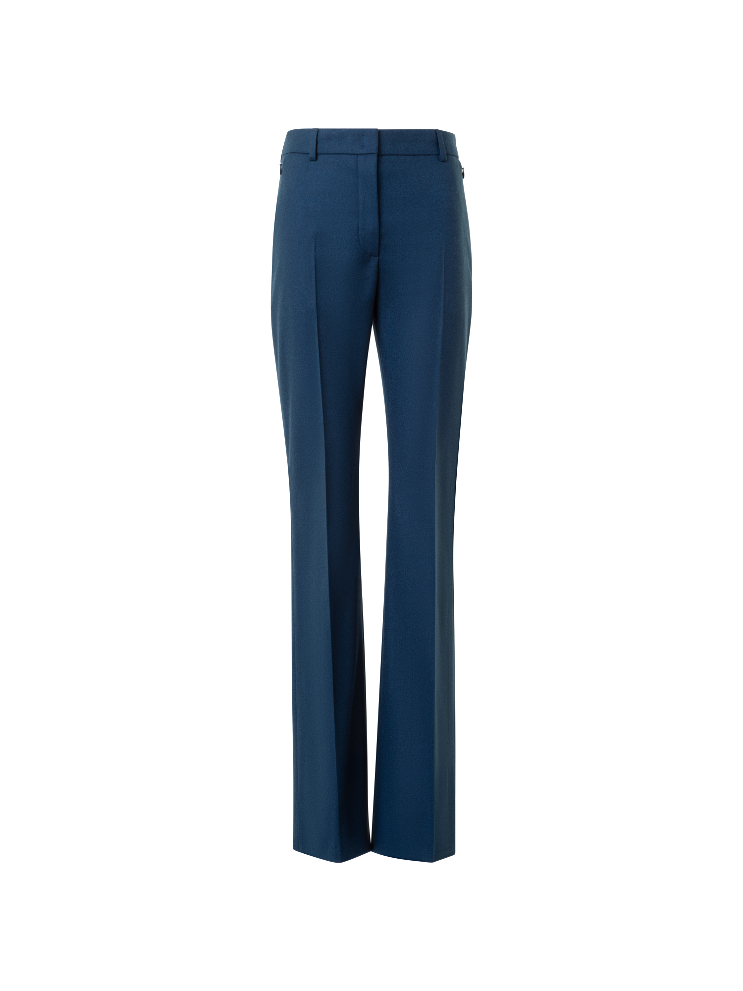 Designer Slight Bootcut Stretch Wool Flannel Pants - neutral - navy - blue