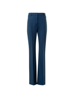 Designer Slight Bootcut Stretch Wool Flannel Pants - neutral - navy - blue