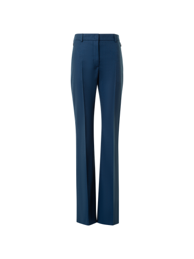 Designer Slight Bootcut Stretch Wool Flannel Pants - neutral - navy - blue