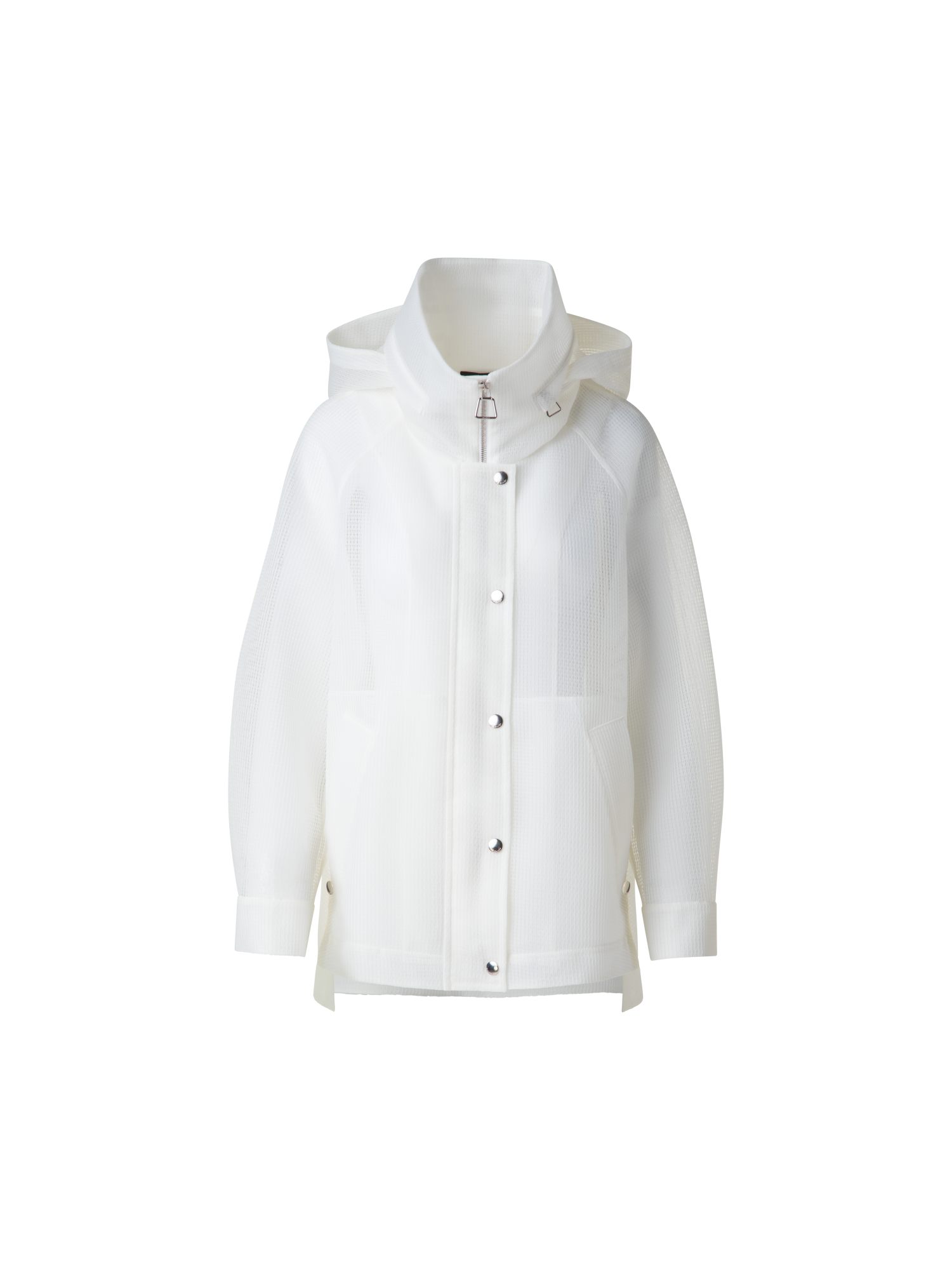 Designer Water Repellent Parka in Sheer Techno-Grid - neutral - white