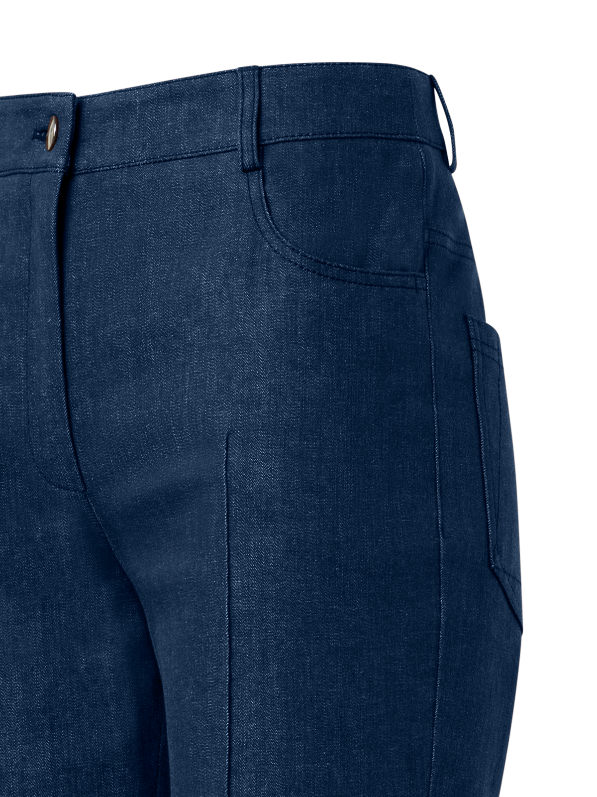 Designer Bootcut Cotton Denim Stretch Pants - navy - blue