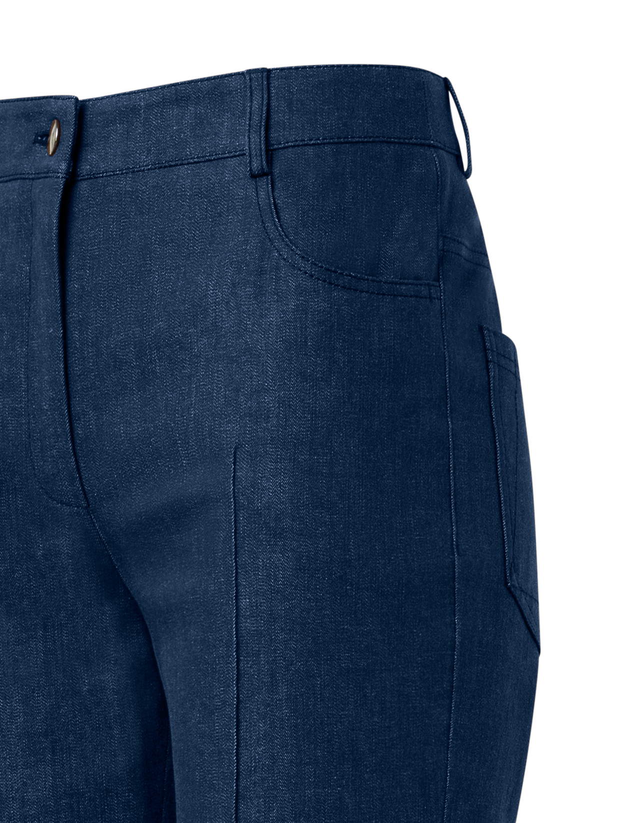 Designer Bootcut Cotton Denim Stretch Pants - navy - blue