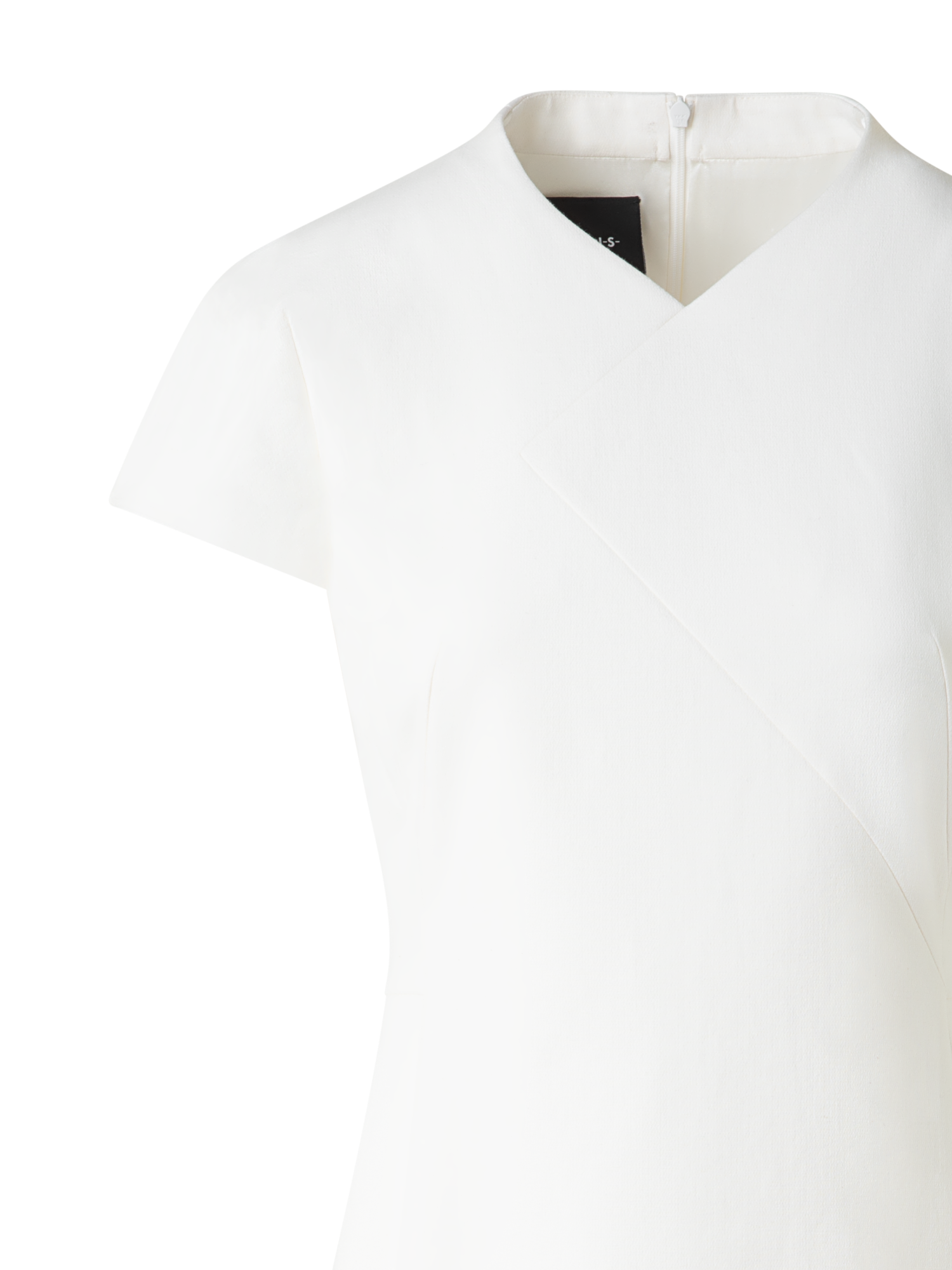 Designer V-Neck Sheath Dress in Cotton Silk Double-Face - neutral - ecru - white