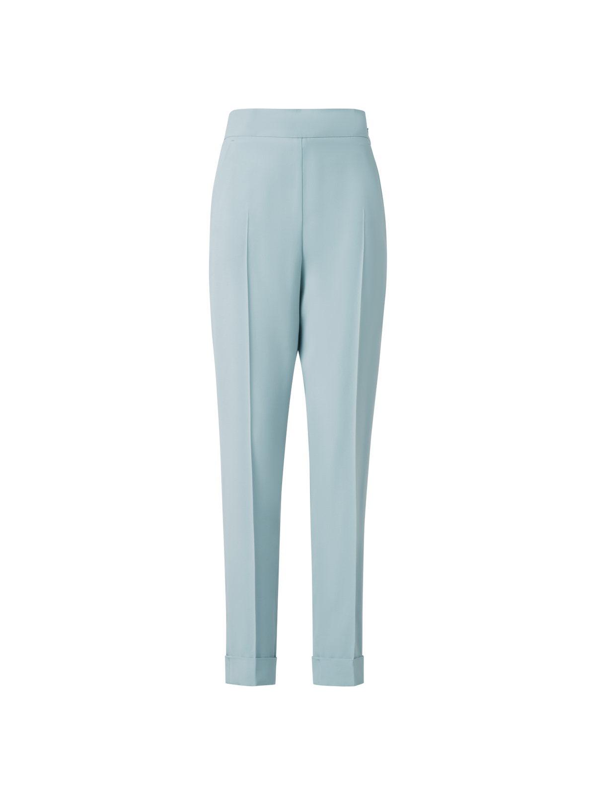 Designer Tapered Crêpe Pants with Elastic Back - pastel - blue