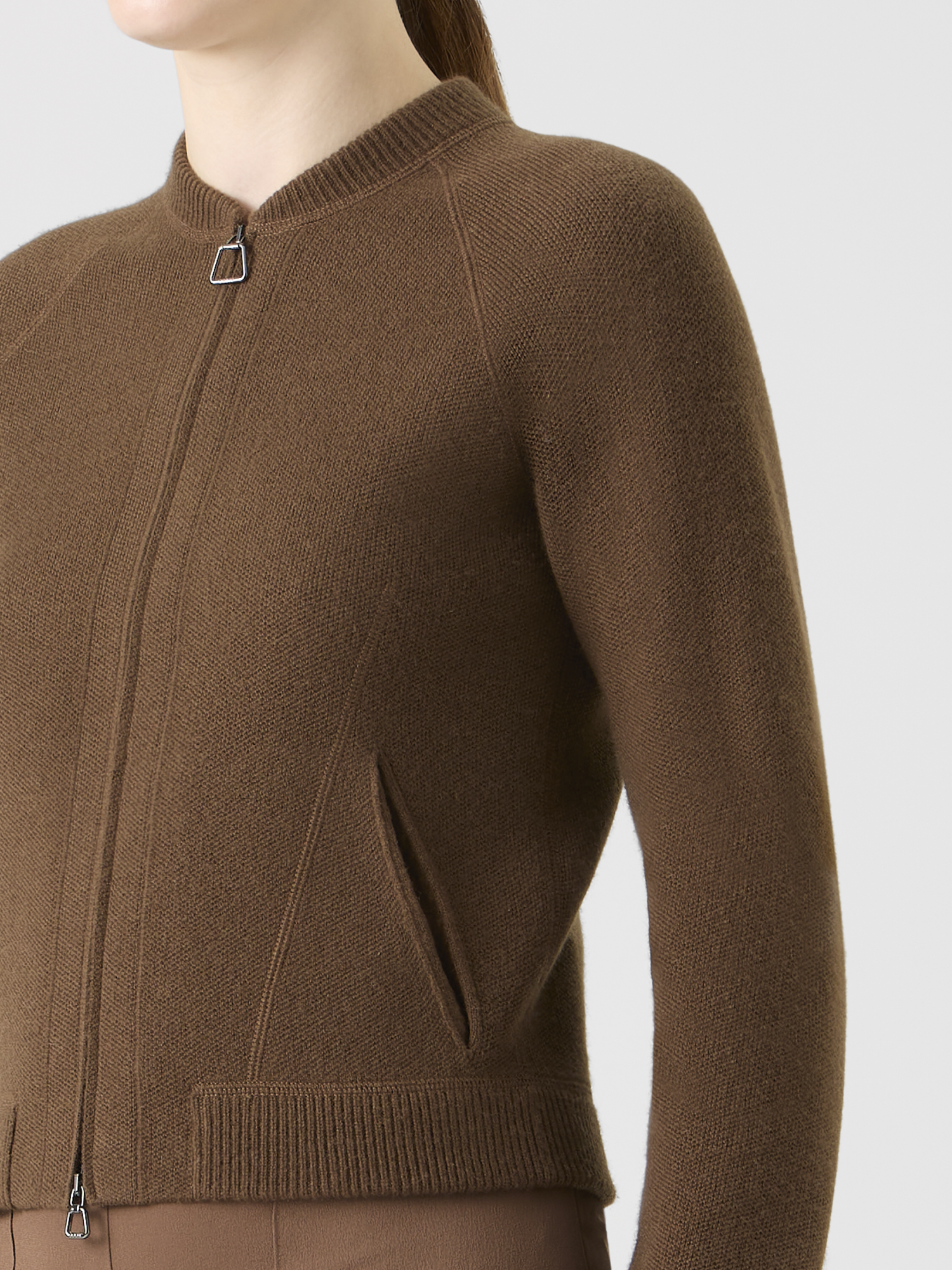 Designer Short Cashmere Piqué Cardigan 