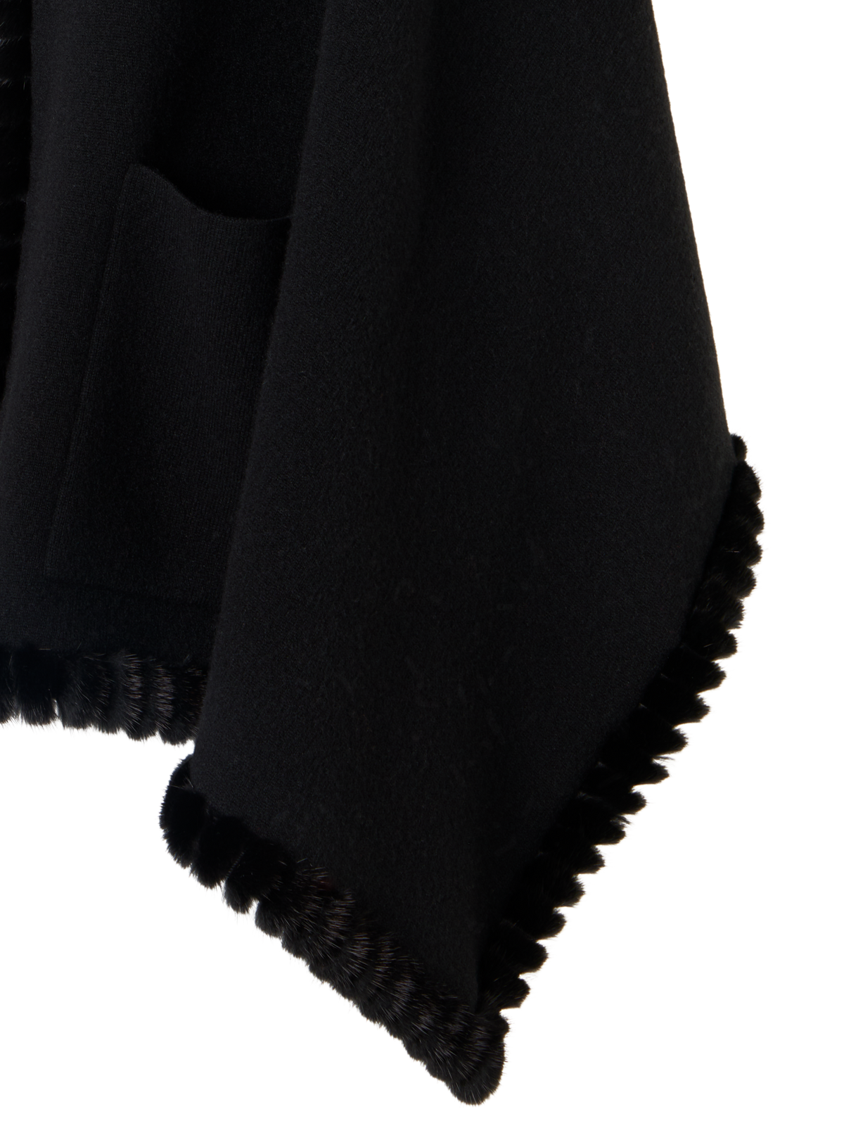 Designer Reversible Hooded Cashmere Cape with Mink Trim - grey - black
