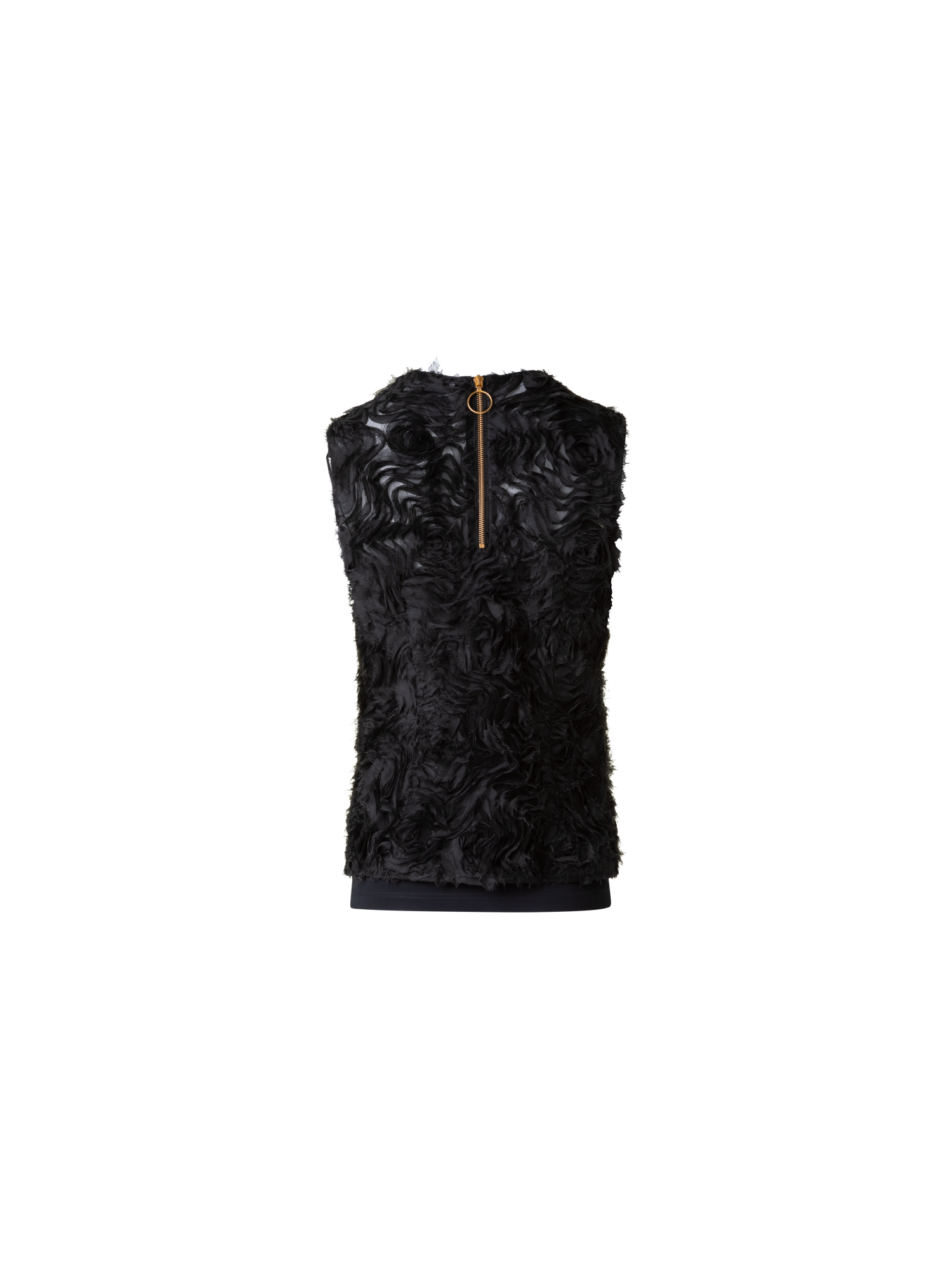 Designer Sleeveless Blouse with 3D Carnation Embroidery - black