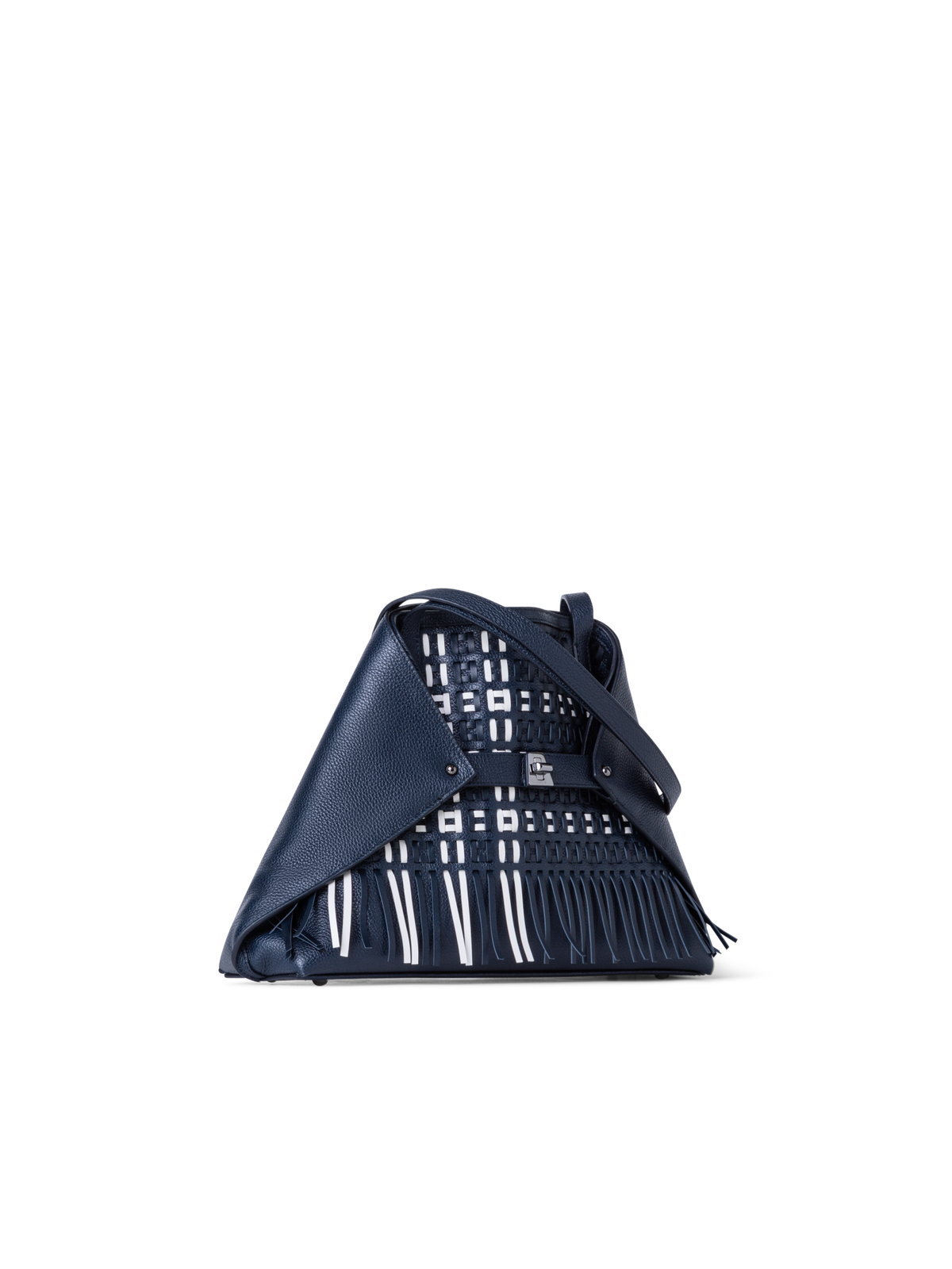 Designer Ai Small Shoulder Tote - blue - multicolor - white