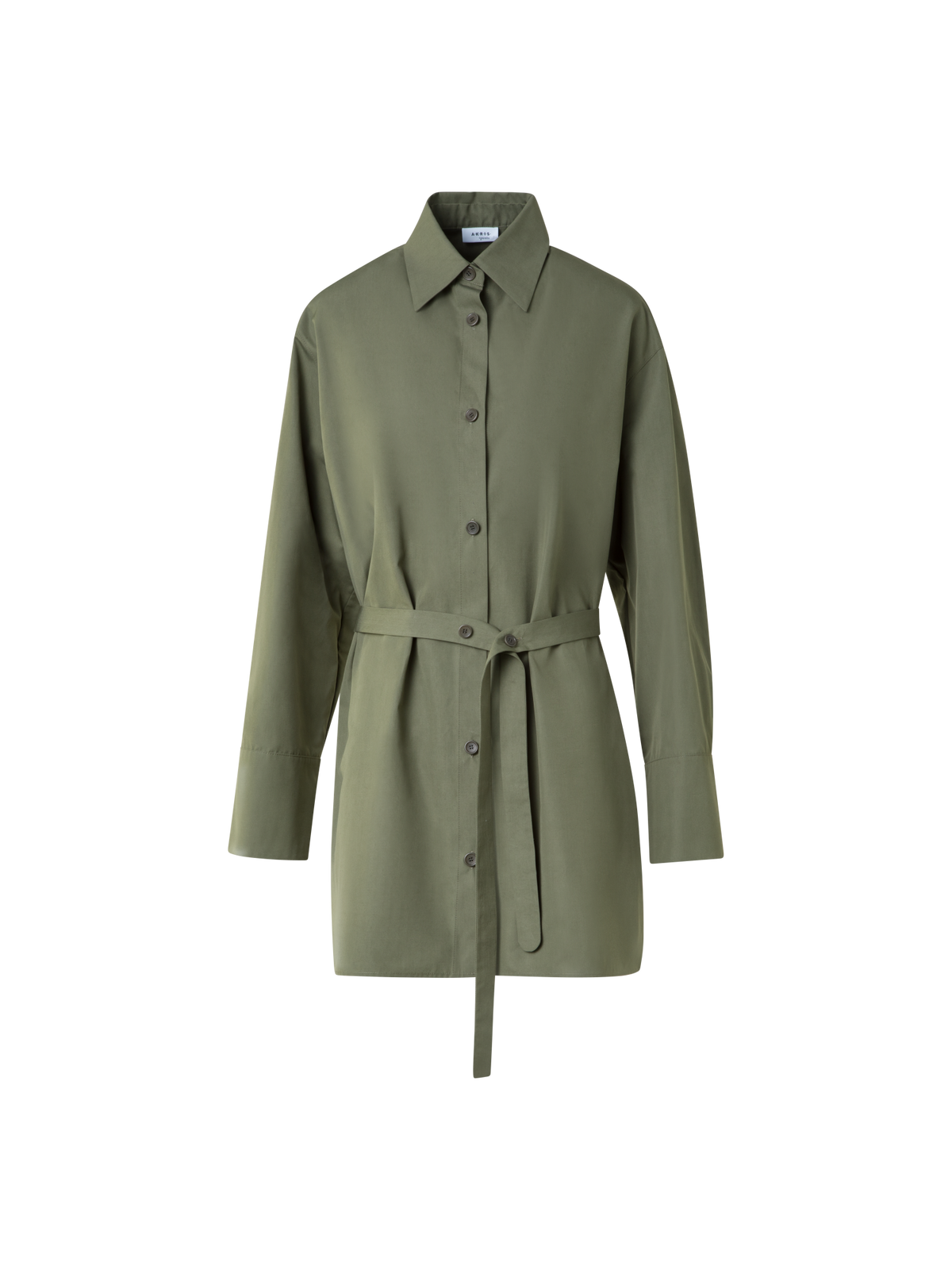 Designer Oversized Cotton Poplin Tunic - neutral - green