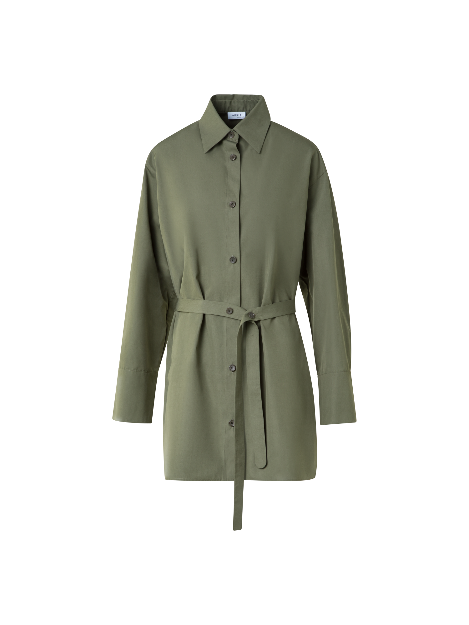 Designer Oversized Cotton Poplin Tunic - neutral - green