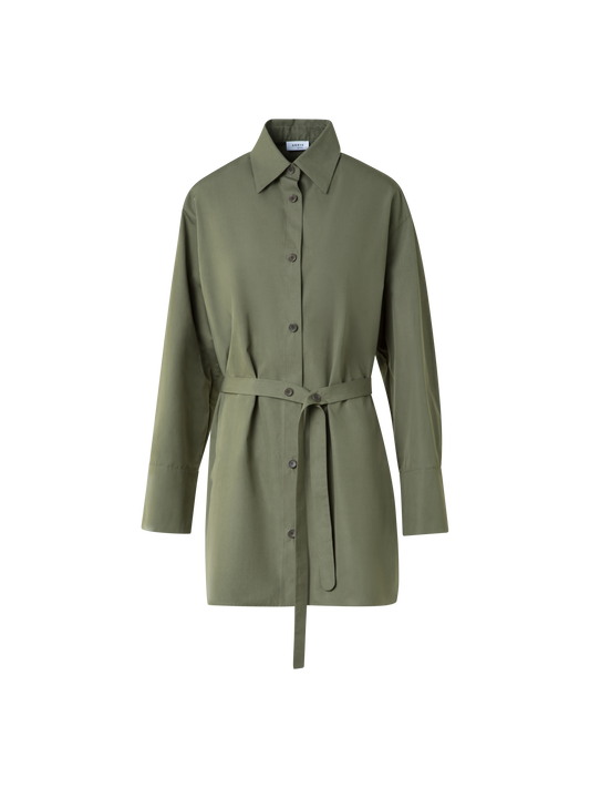 Designer Oversized Cotton Poplin Tunic - neutral - green