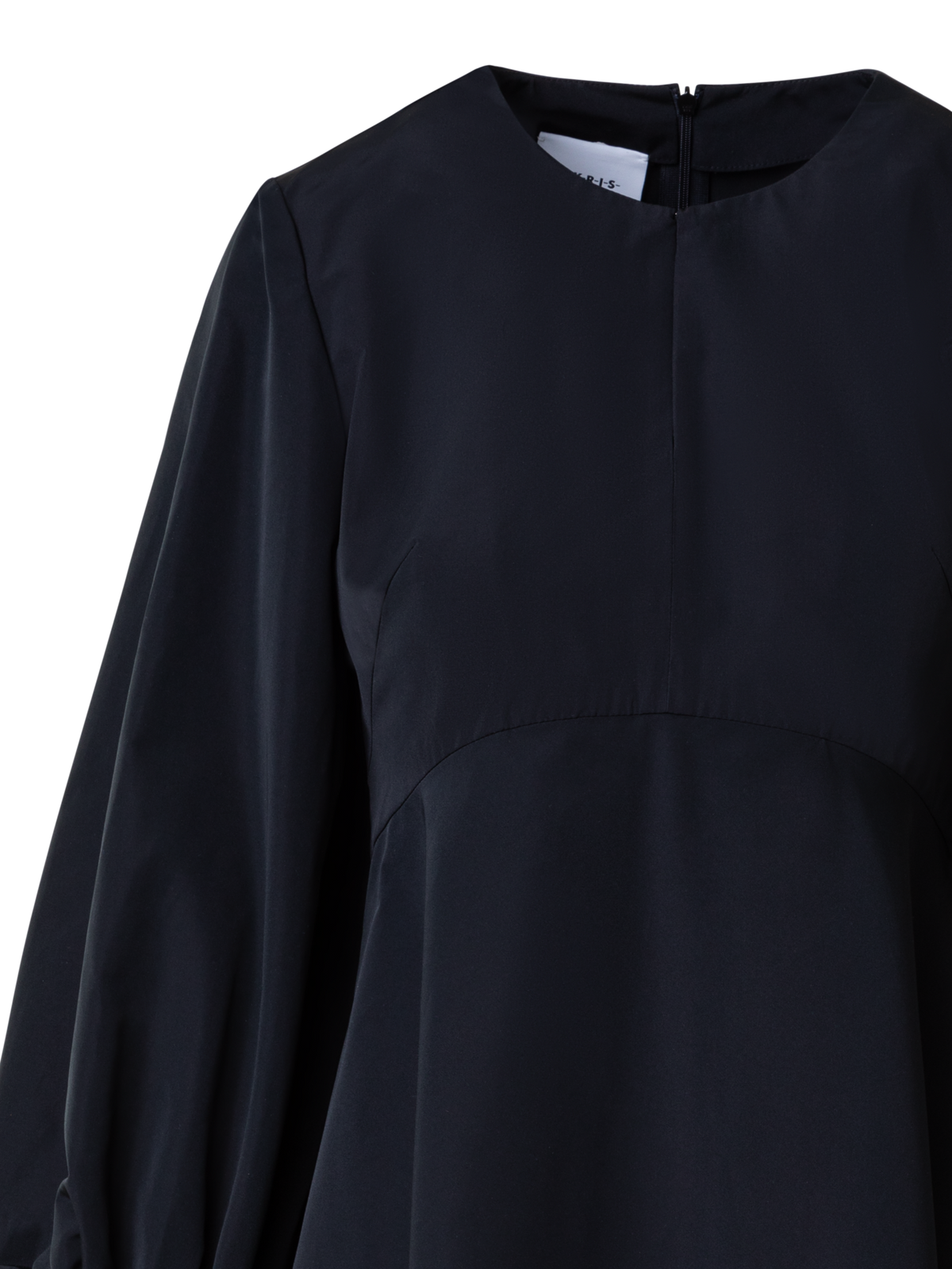 Designer Flared Dress With Volume Sleeves - black