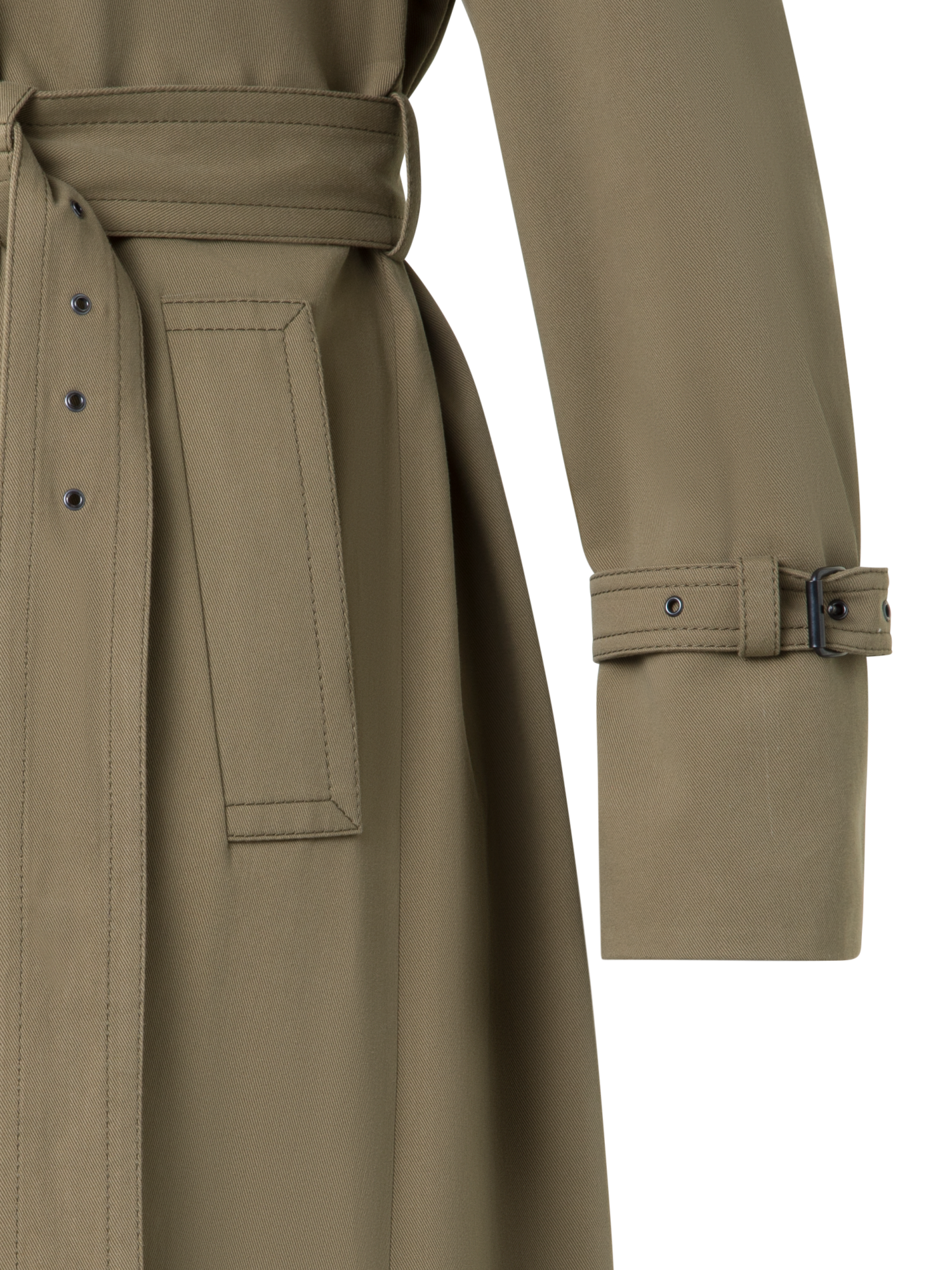 Designer Long Water Repellent Maxi Trench Coat - neutral - green