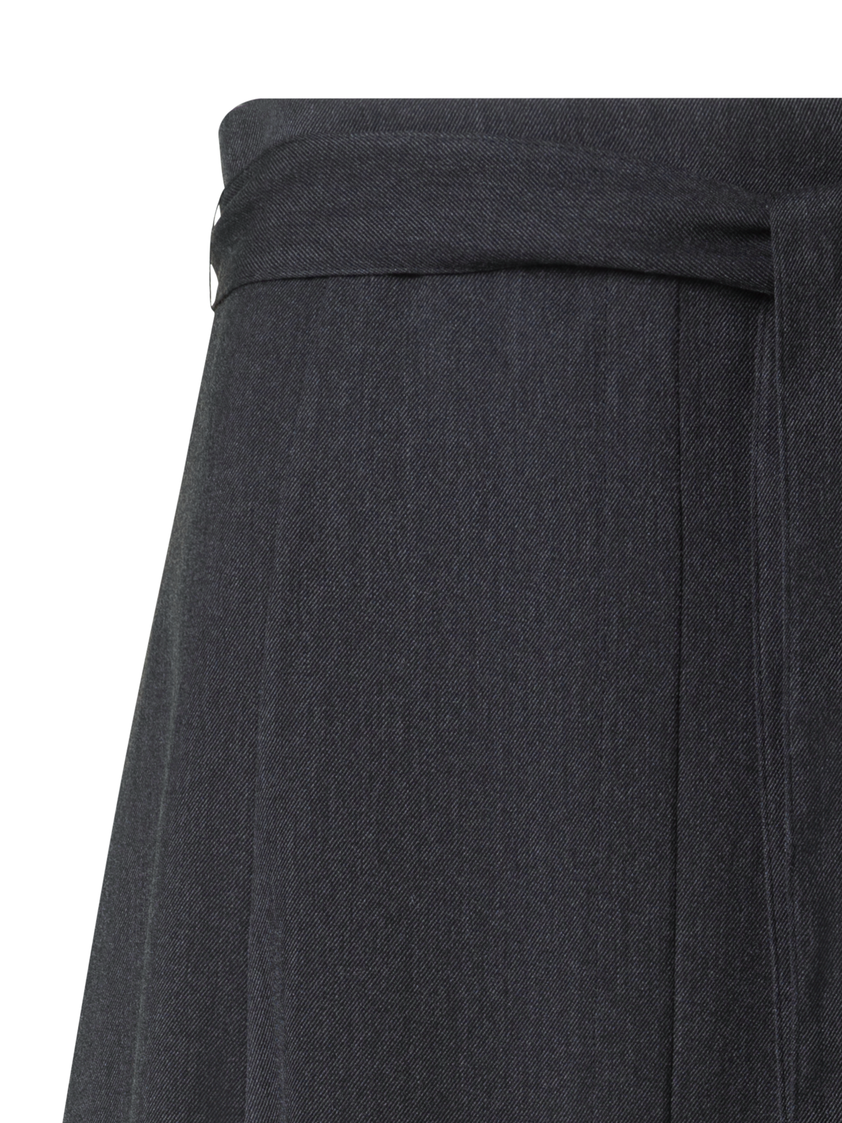 Designer Long Boho Wool Flannel Flared Skirt - neutral - grey