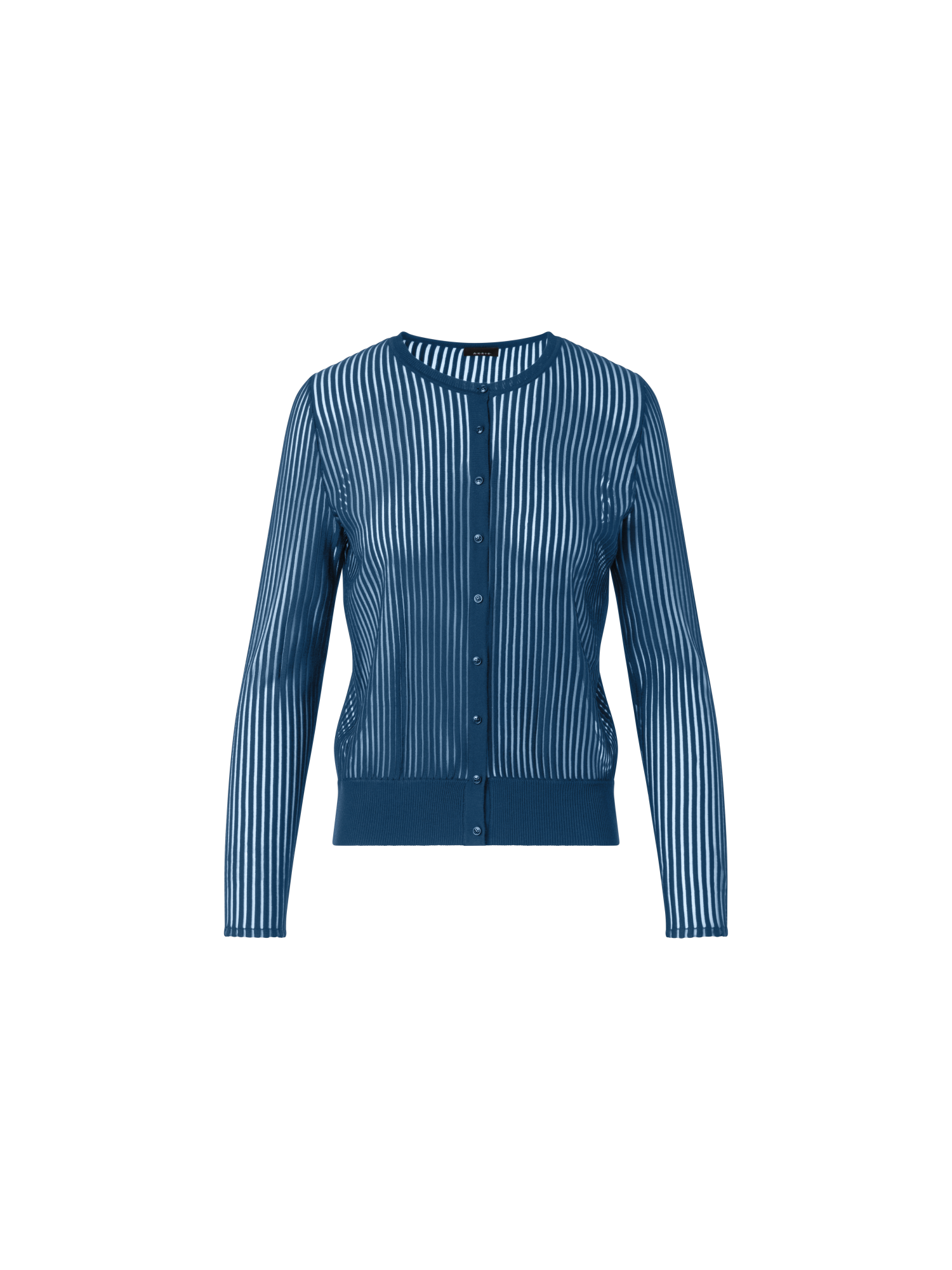 Designer Knit Cardigan in Silk Blend Structured Lines - blue