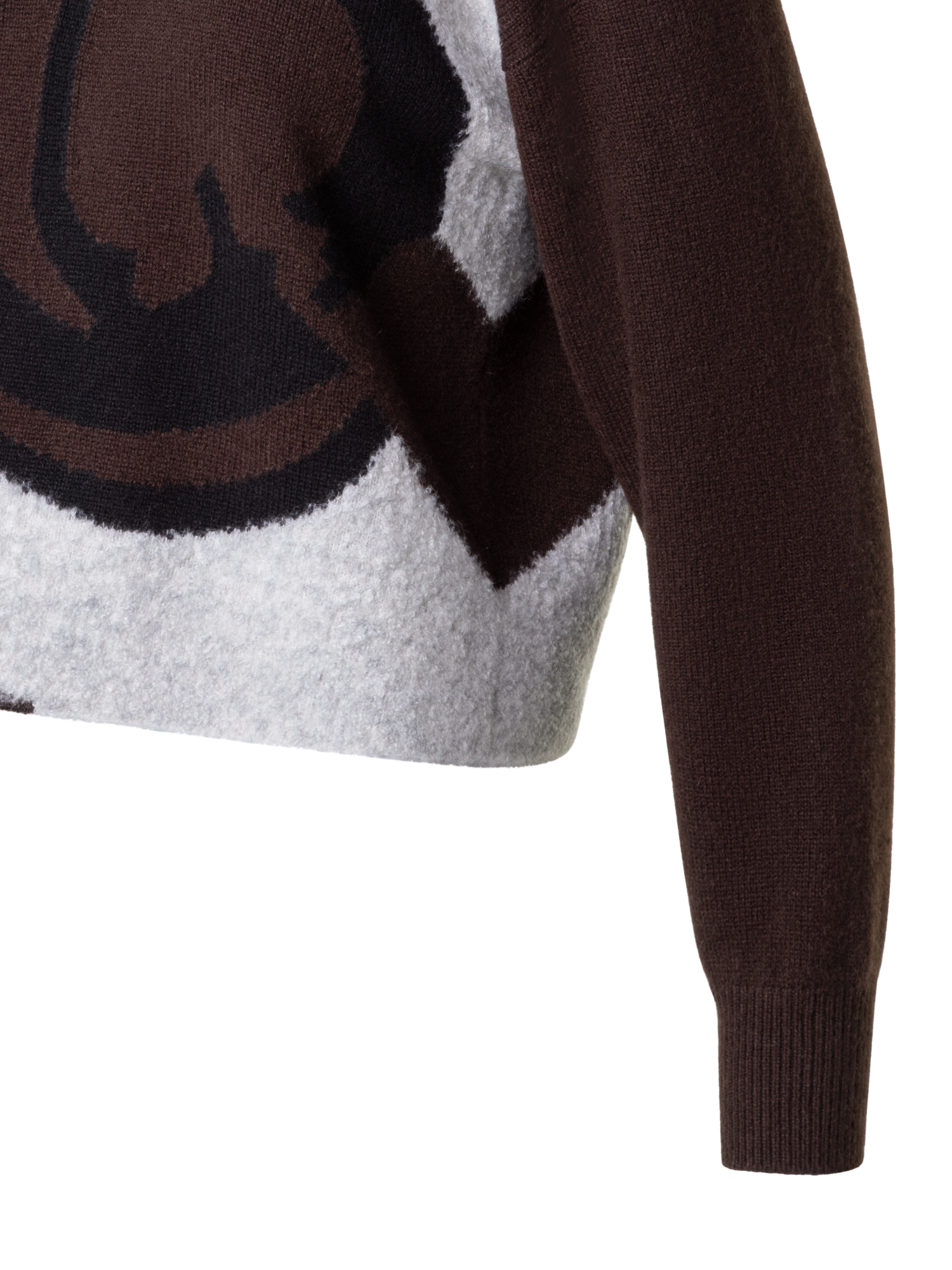 Designer Cashmere Silk Sweater with Bouclé Loop Design - brown - multicolor
