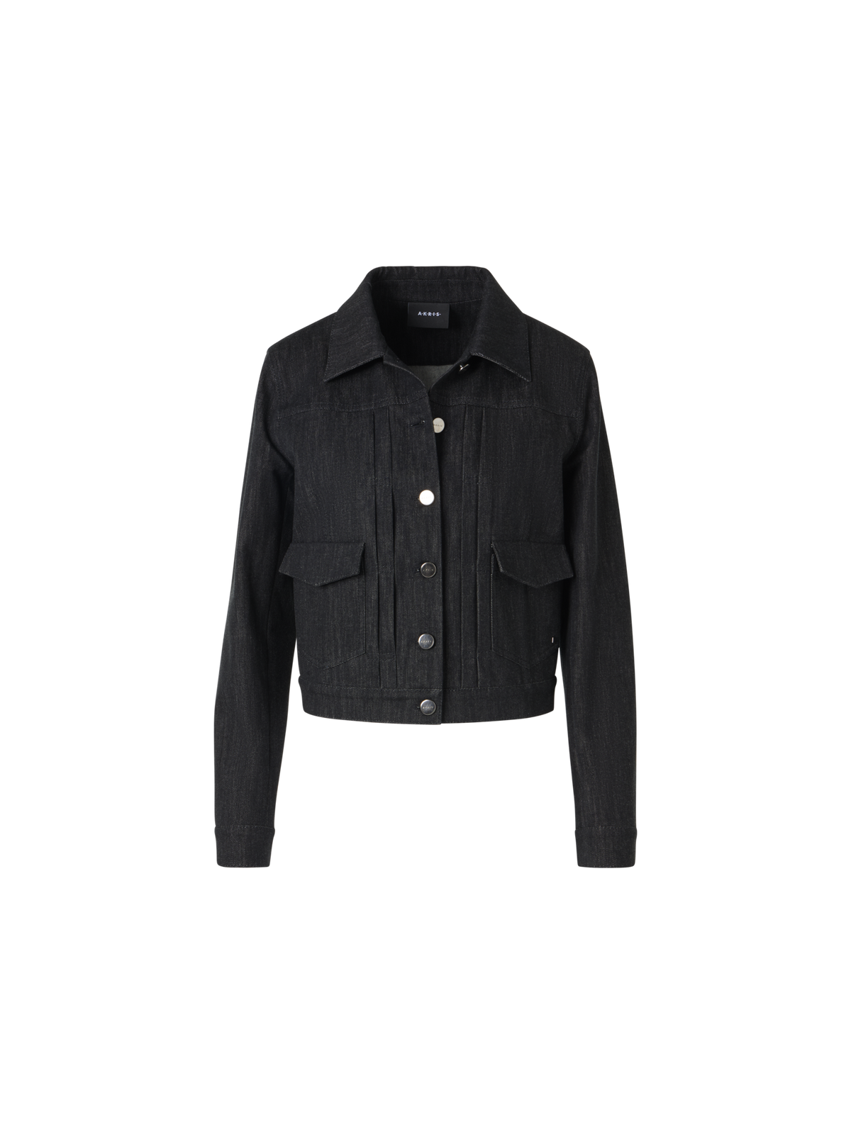 Designer Hilbert Short Cotton Denim Jacket with Patch Pockets - black