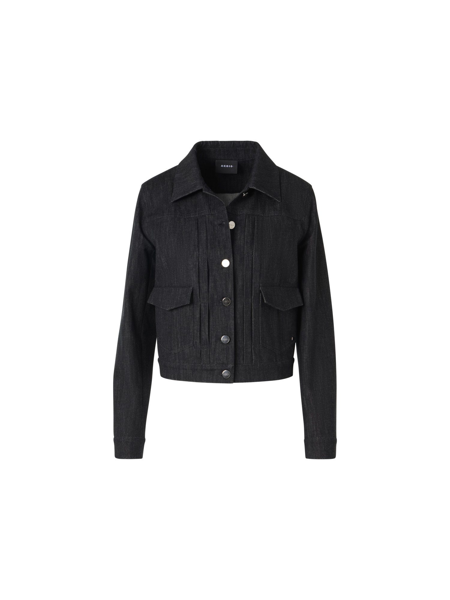 Designer Hilbert Short Cotton Denim Jacket with Patch Pockets - black