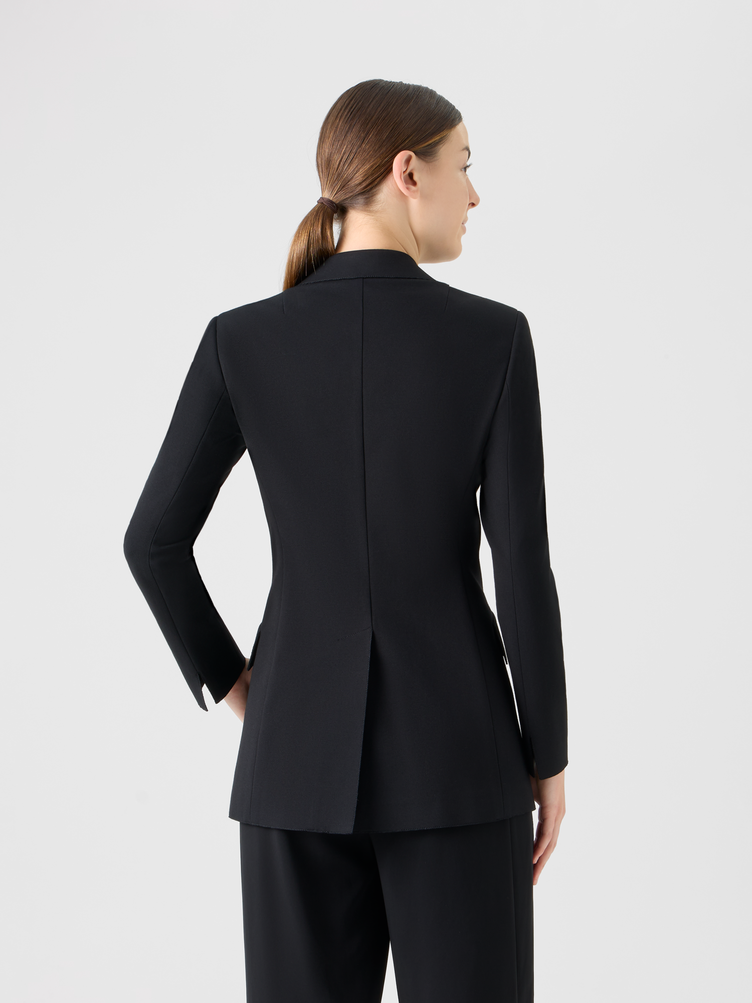 Designer Signature Viscose Jersey Blazer - black 