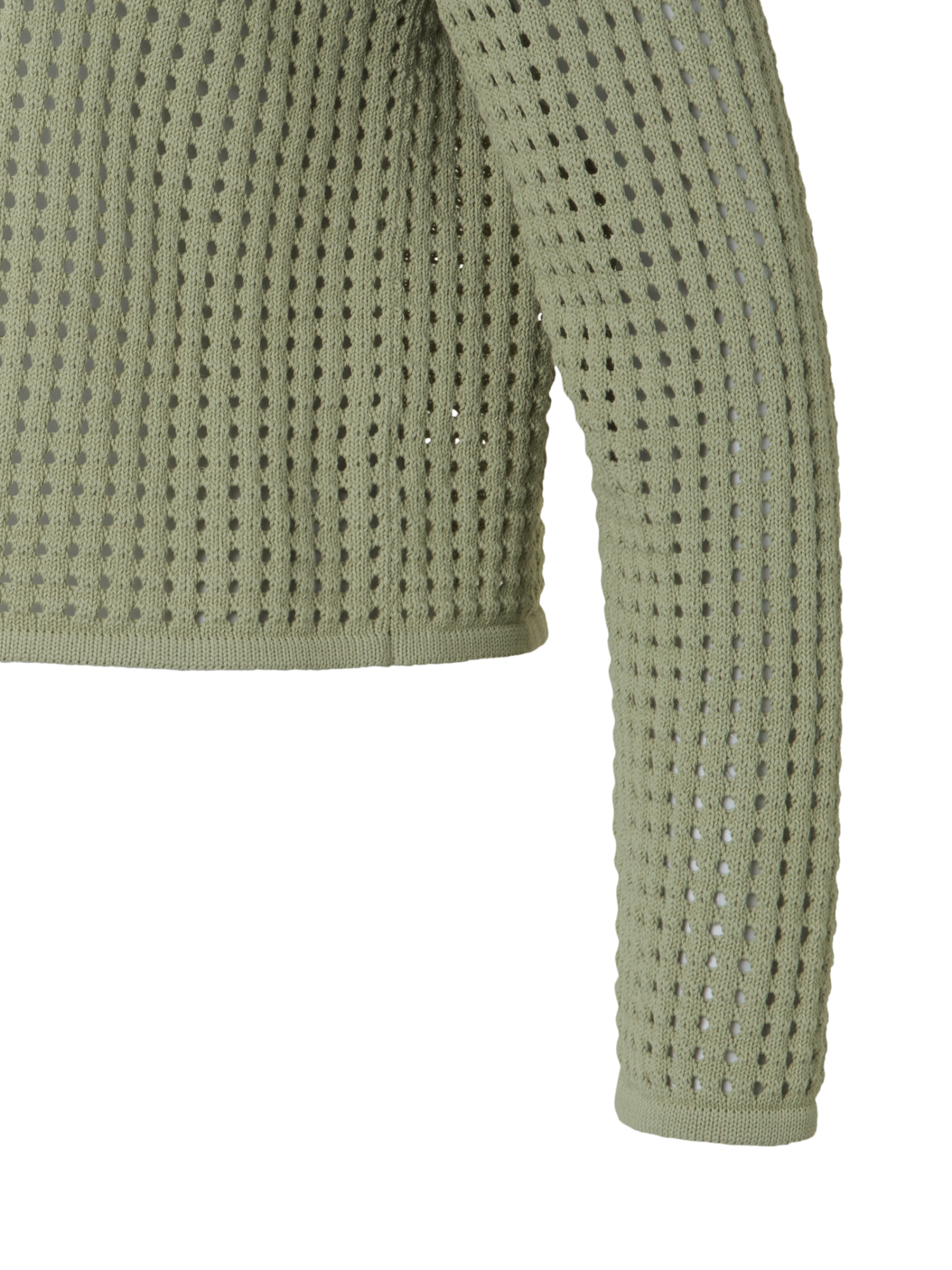 Designer Knit Sweater in Chunky Cotton Mesh - neutral - green