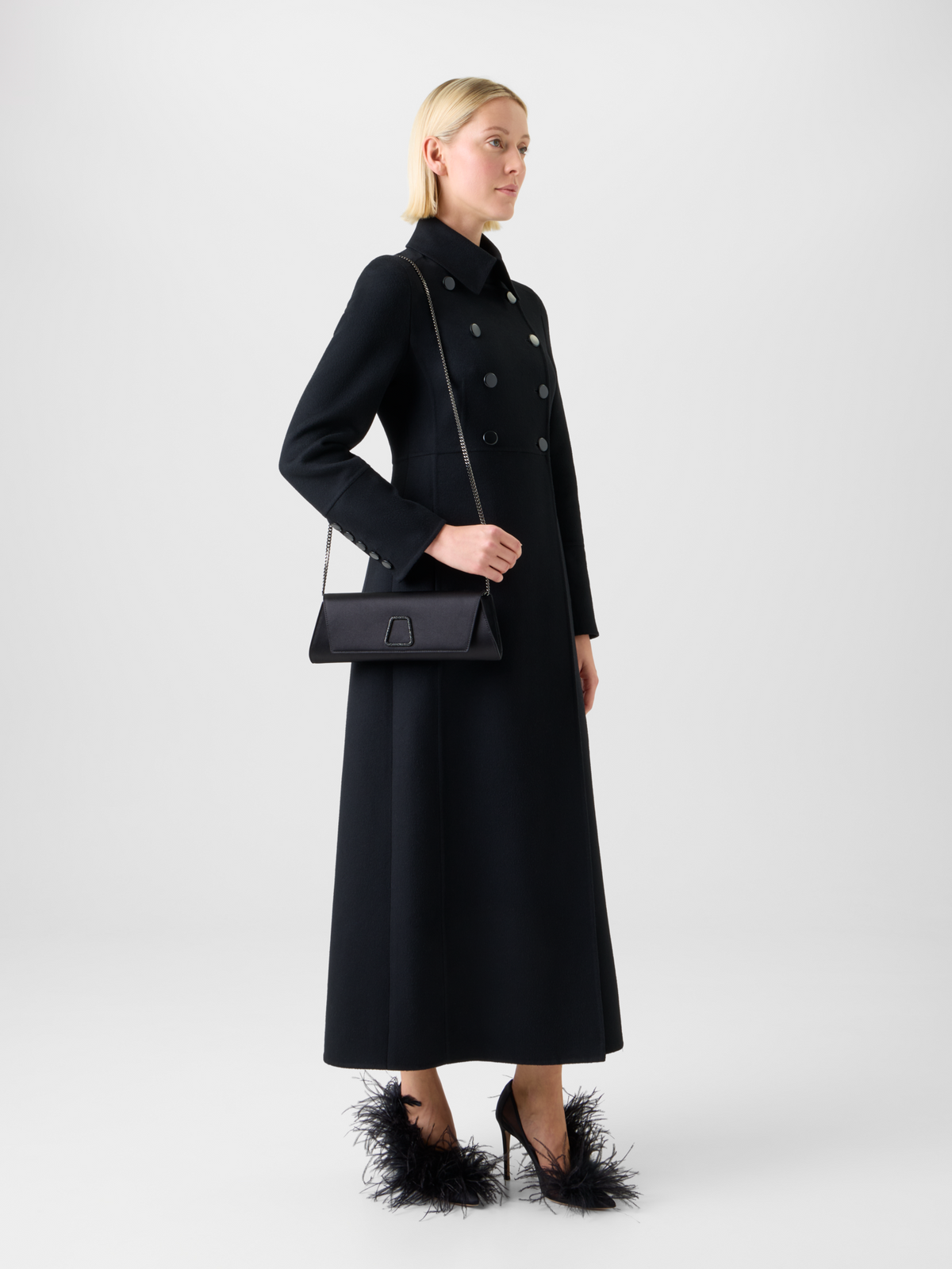 Designer Anouk Small Trapezoid Clutch - neutral - black #editorial