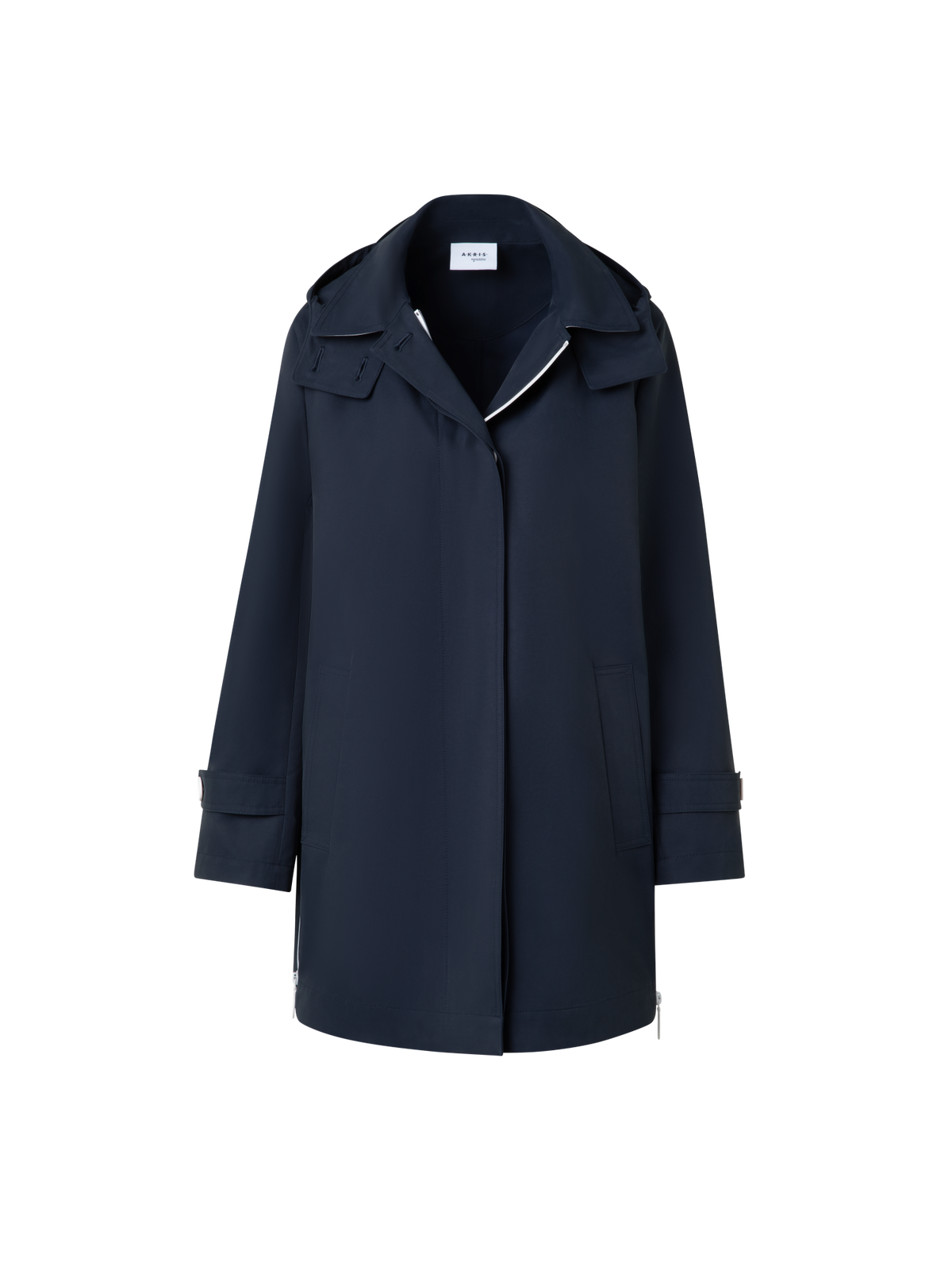 Designer Water Repellent Parka with Detachable Hood - navy - blue