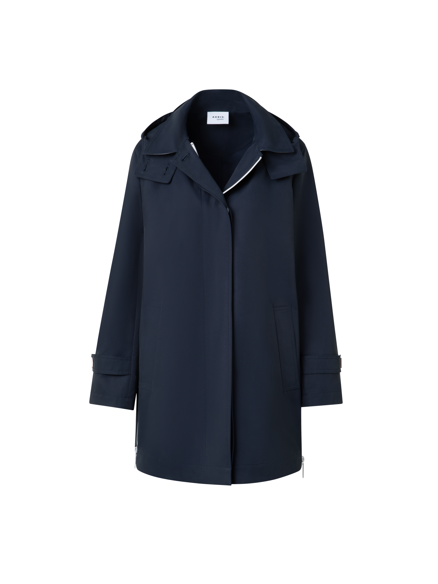 Designer Water Repellent Parka with Detachable Hood - navy - blue