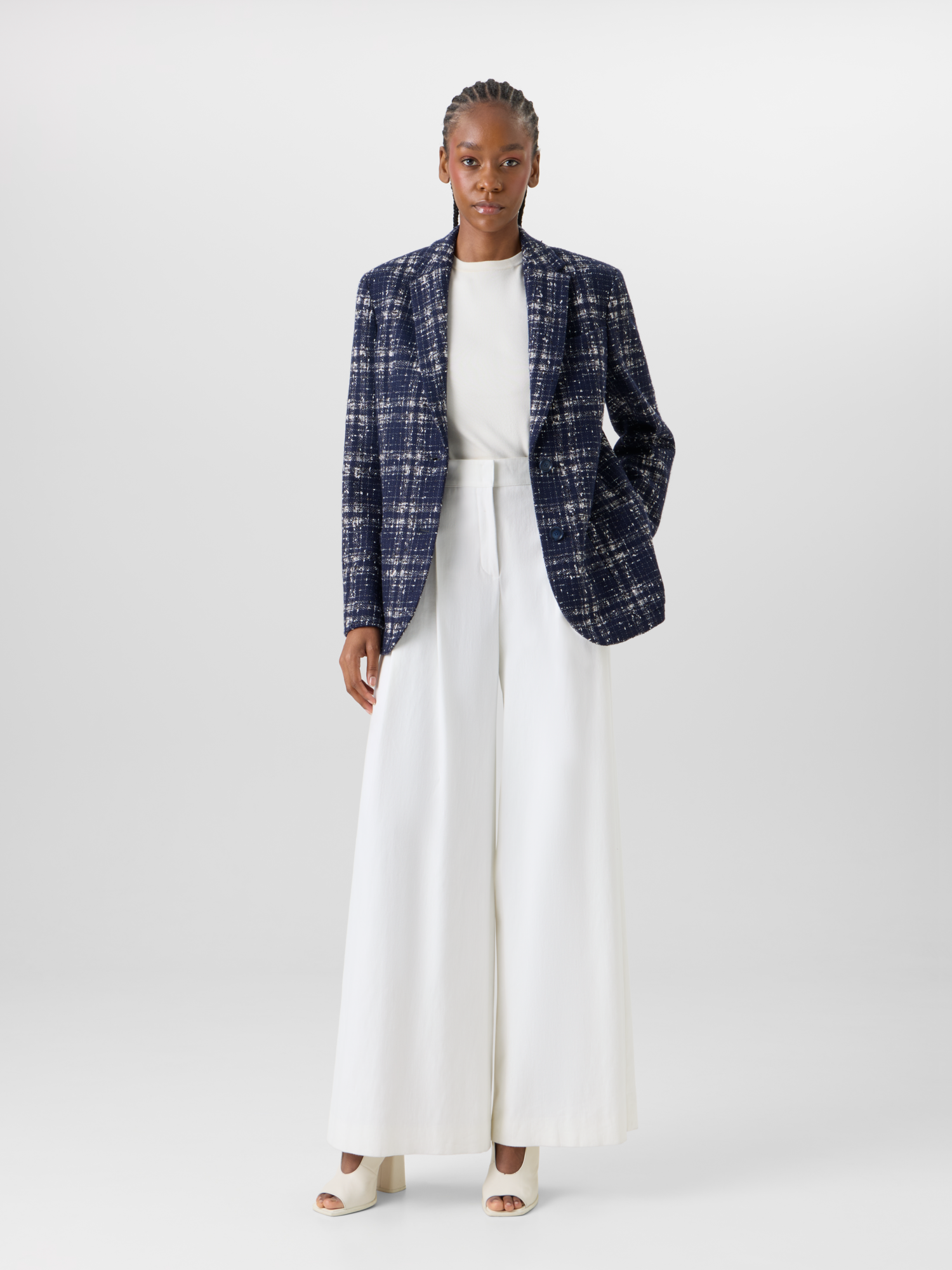 Designer Kora Jacket in Wool-Viscose Tweed - blue 