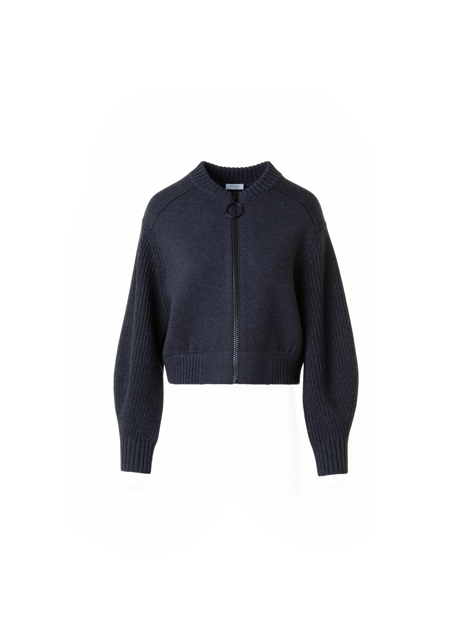 Designer Wool Milano Knit Bomber Jacket - neutral - grey