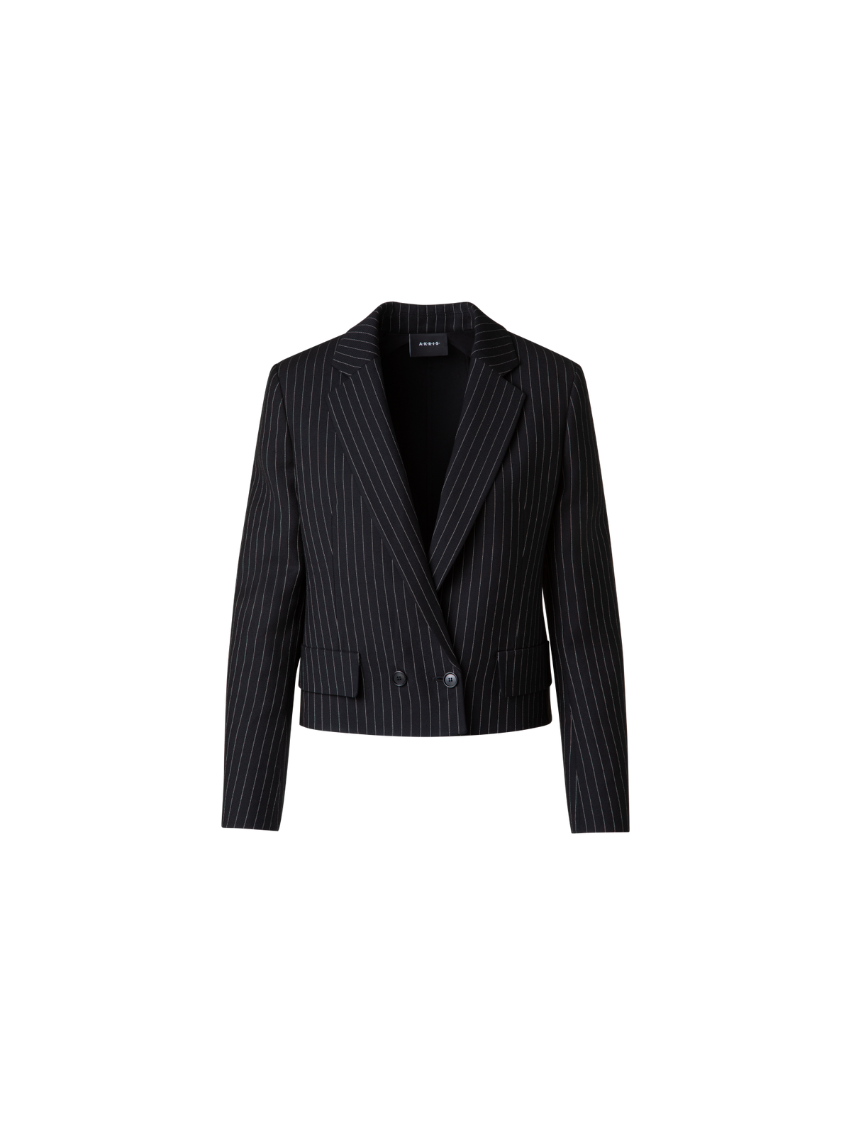 Designer Cropped Boxy Jacket with Pinstripes - grey