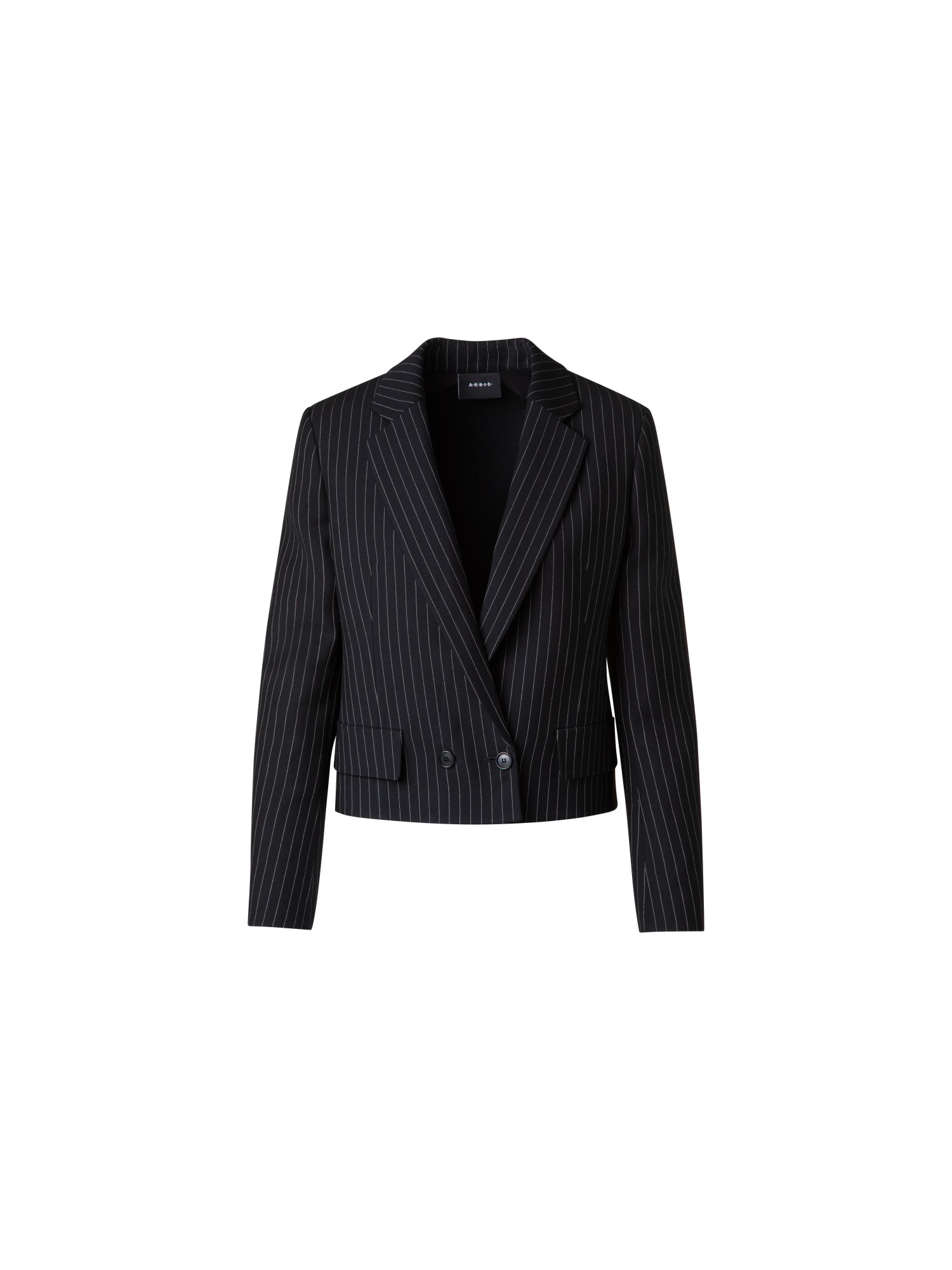 Designer Cropped Boxy Jacket with Pinstripes - grey