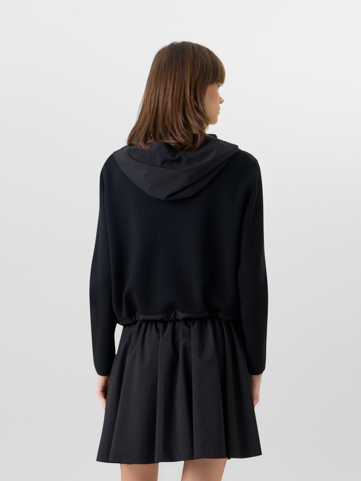 Designer Long-Sleeve Mixed-Media Knit Cardigan - black #editorial