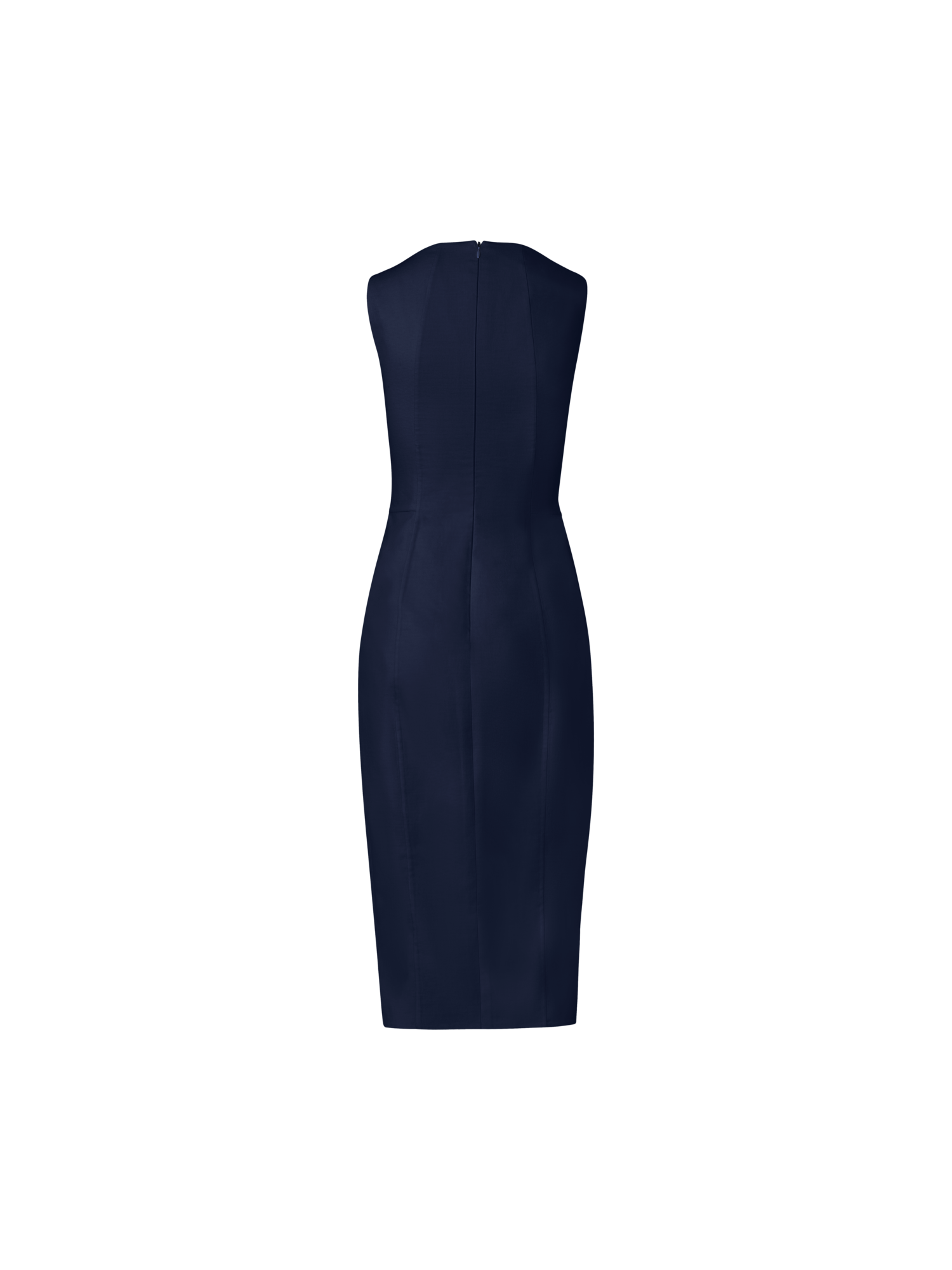 Designer Cotton Silk Double-Face Sheath Dress - navy - blue