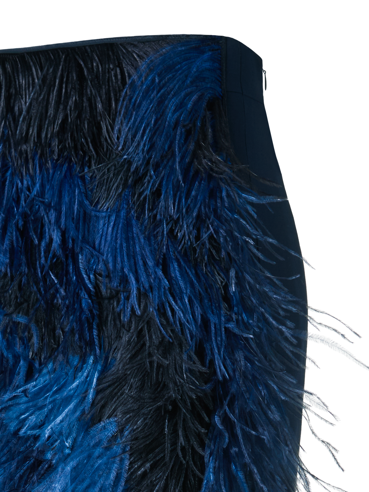 Designer Wool Double-Face Feathered Pencil Skirt - navy - blue - multicolor