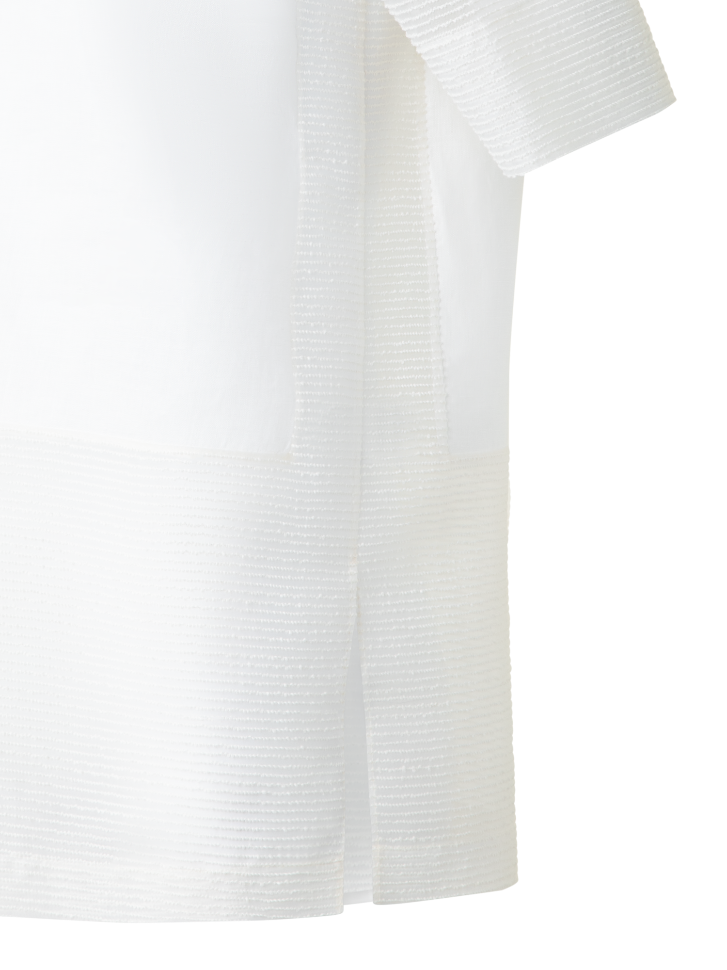 Designer Linen Tunic Blouse with Sheer Sleeves and Side - neutral - ecru - white