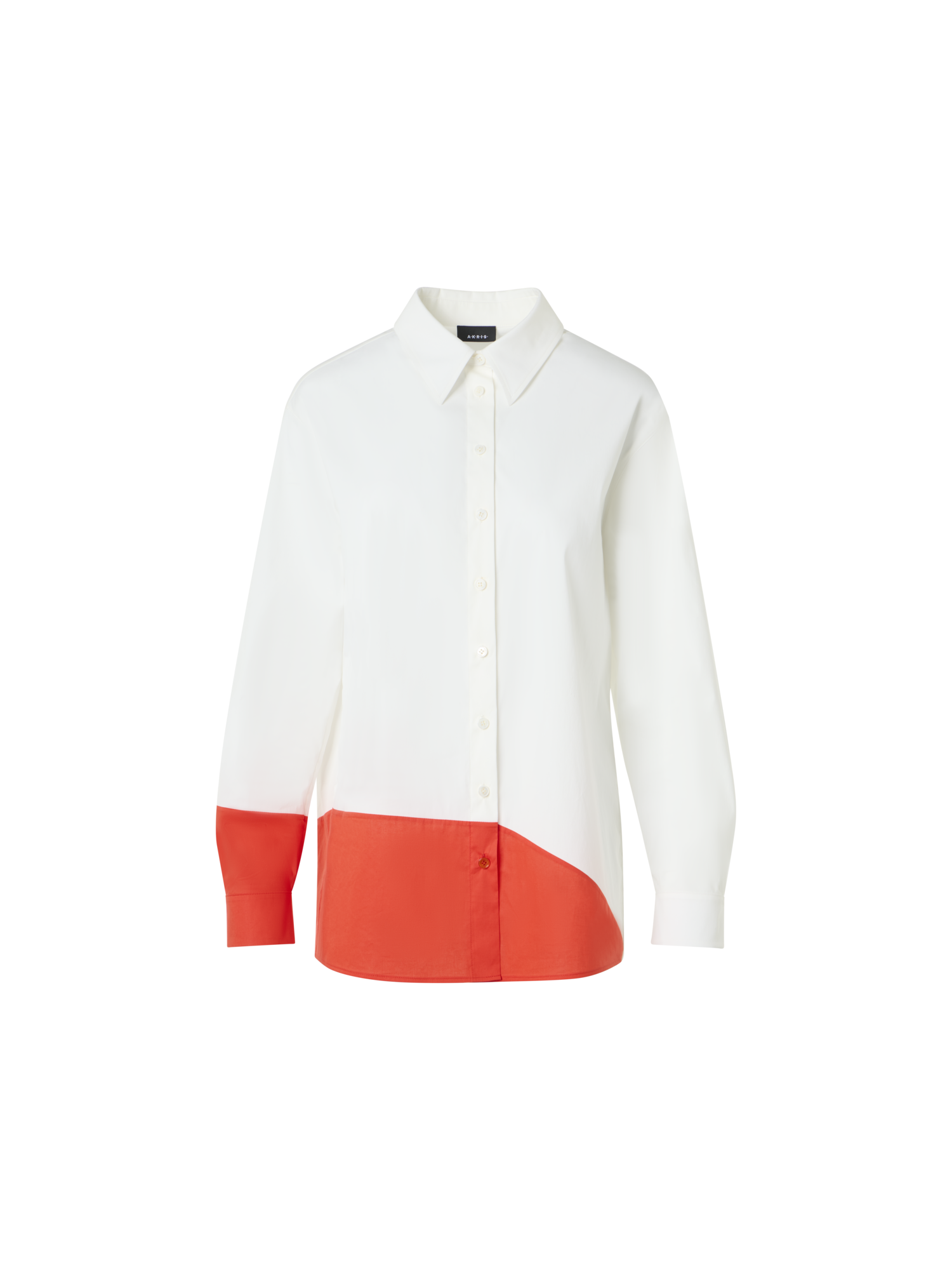 Designer Oversize Cotton Blouse with Poligon Patchwork - ecru