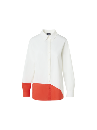 Designer Oversize Cotton Blouse with Poligon Patchwork - ecru