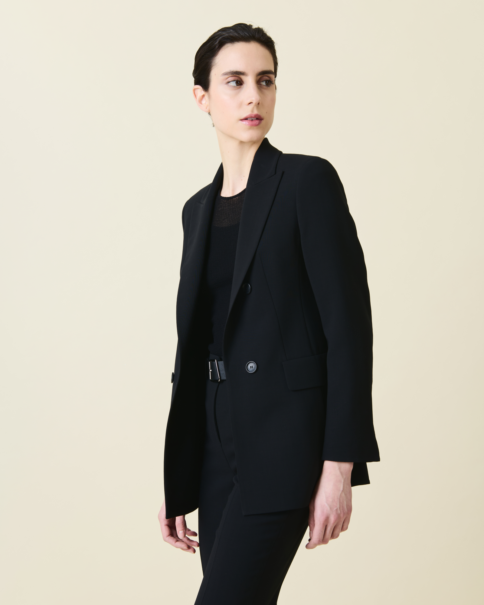 Designer Bootcut Wool Double-Face Pants - neutral - black 