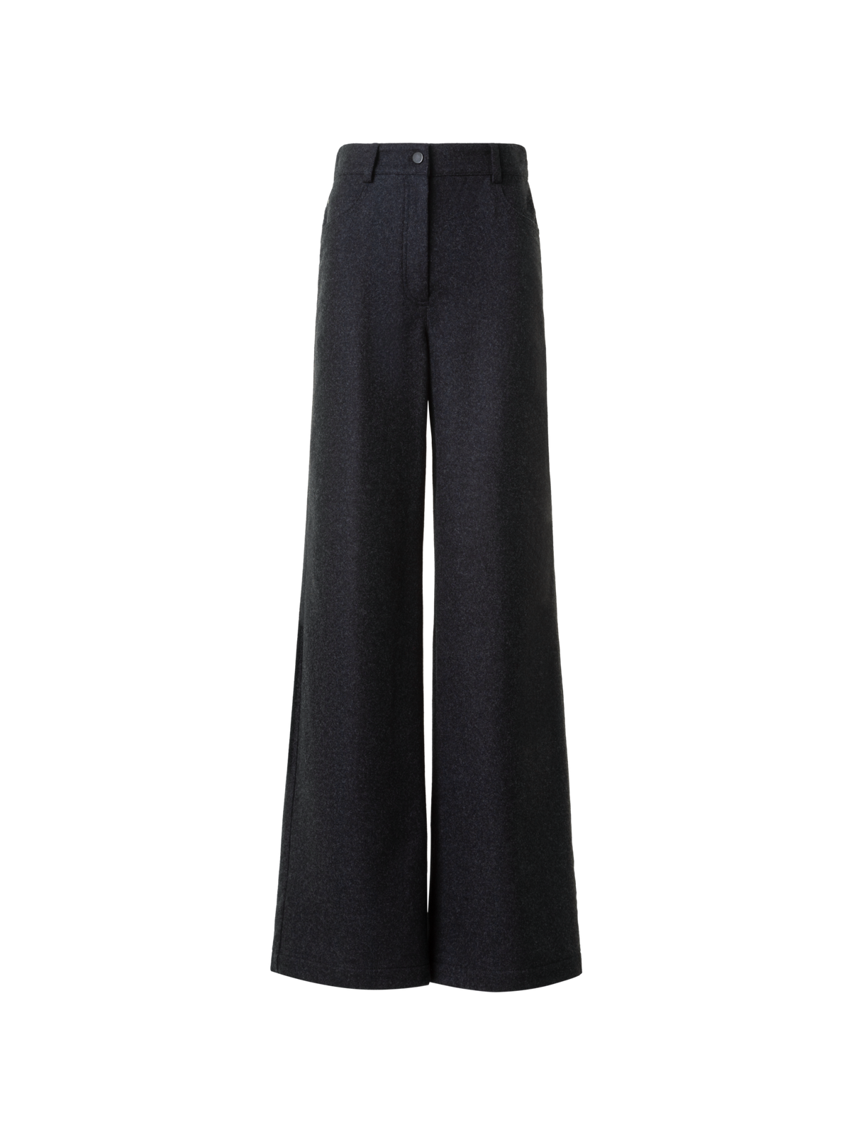 Designer Wide Heavy Wool Flannel Pants - neutral - grey