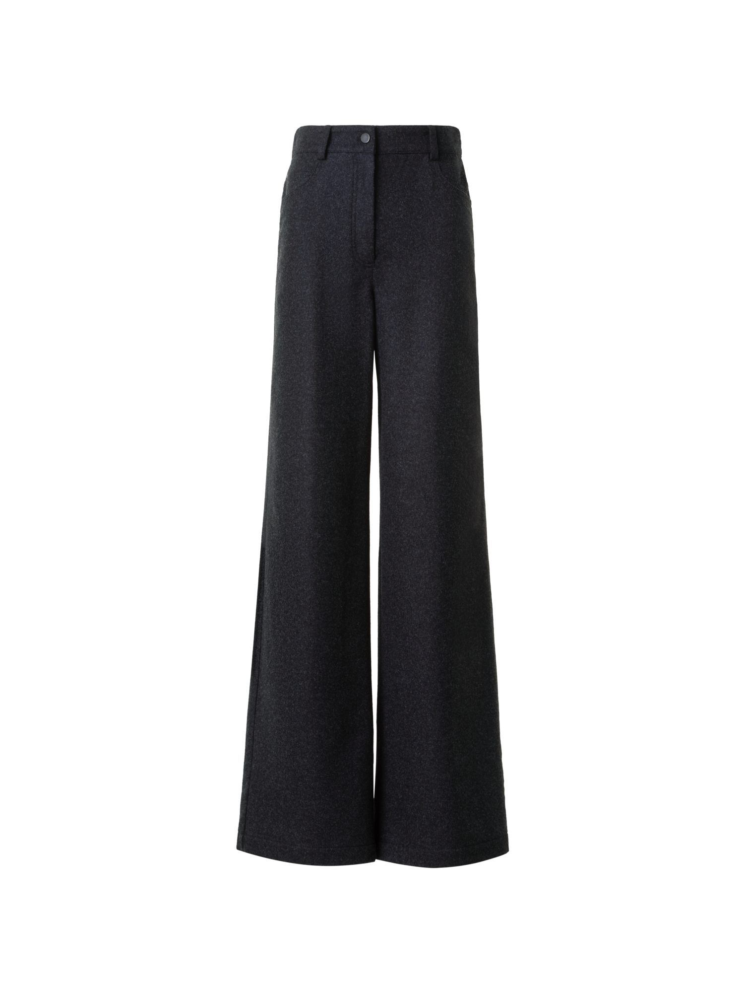 Designer Wide Heavy Wool Flannel Pants - neutral - grey