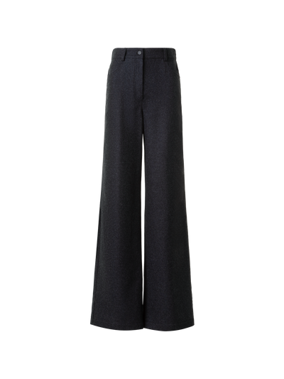 Designer Wide Heavy Wool Flannel Pants - neutral - grey