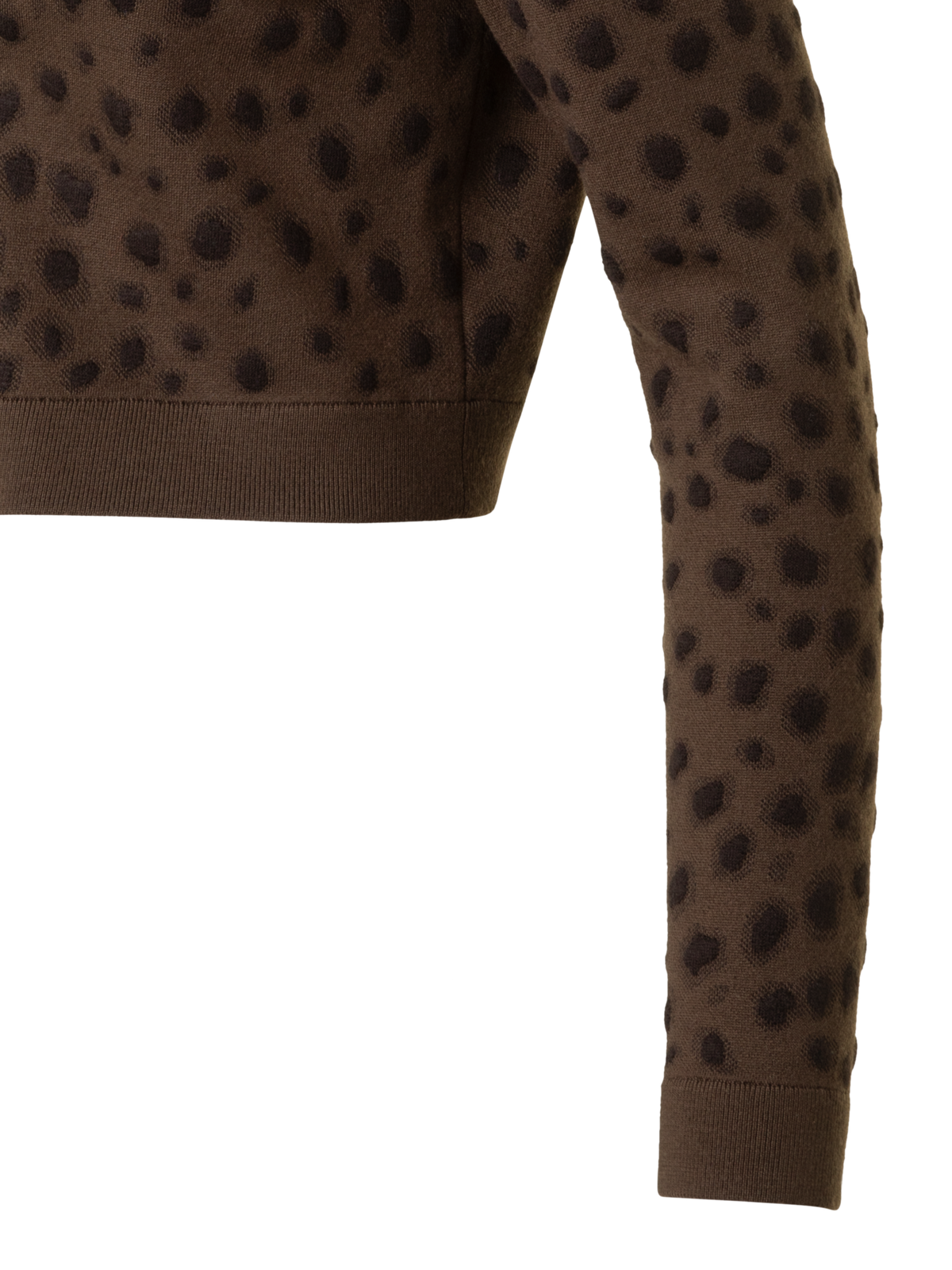 Designer Cropped Cardigan in Leopard Jacquard - neutral - brown