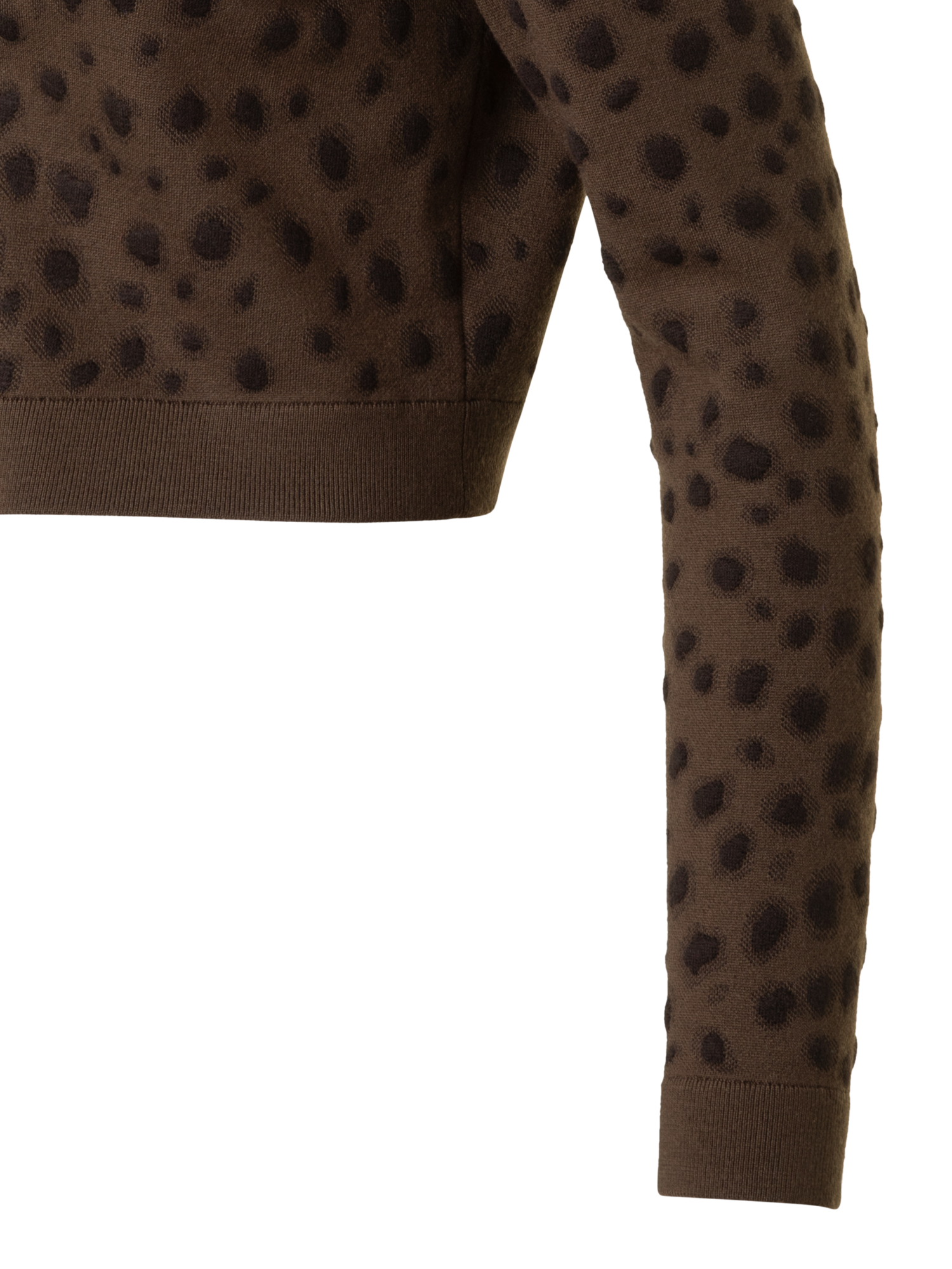 Designer Cropped Cardigan in Leopard Jacquard - neutral - brown