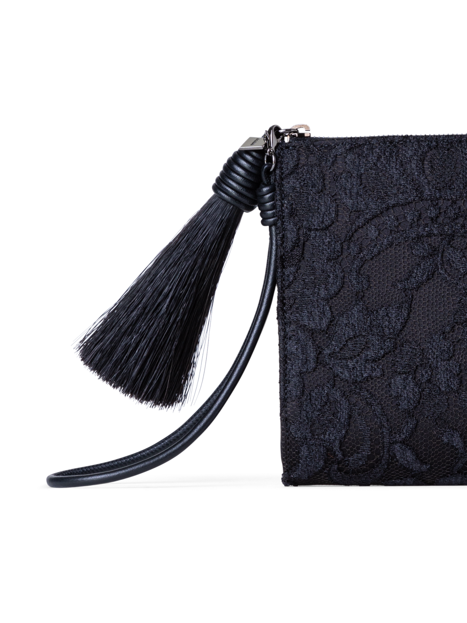 Designer Alexa Tassle Pouch - neutral - black